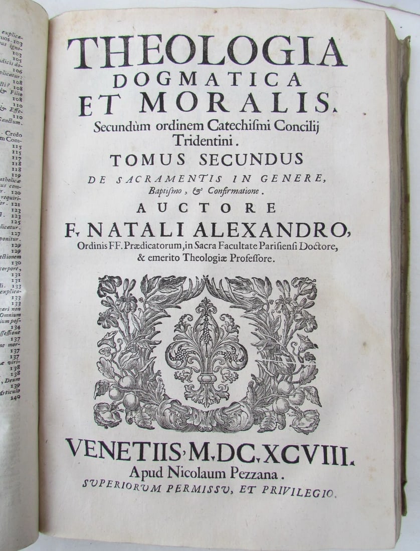 1698 2 VOLUMES ANTIQUE VELLUM FOLIOS 9.5 x 13.5'' THEOLOGIA DOGMATICA - 13