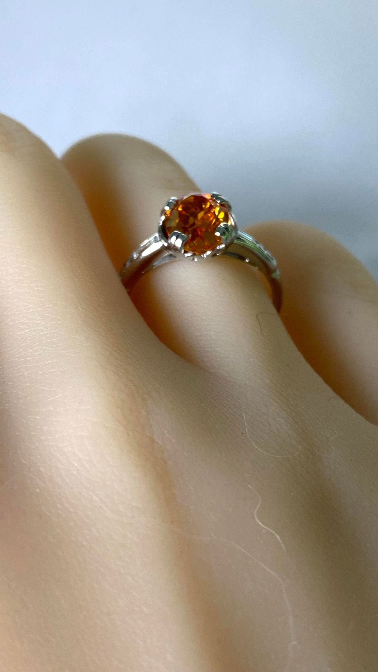 Vintage Platinum 1.5 Carat Cushion Orange Sapphire Diamond Ring Size 7.75 - 5