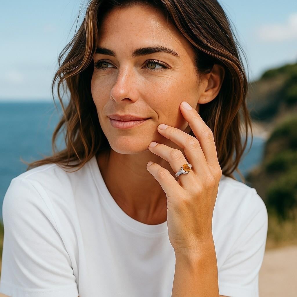 Vintage Platinum 1.5 Carat Cushion Orange Sapphire Diamond Ring Size 7.75 - 6