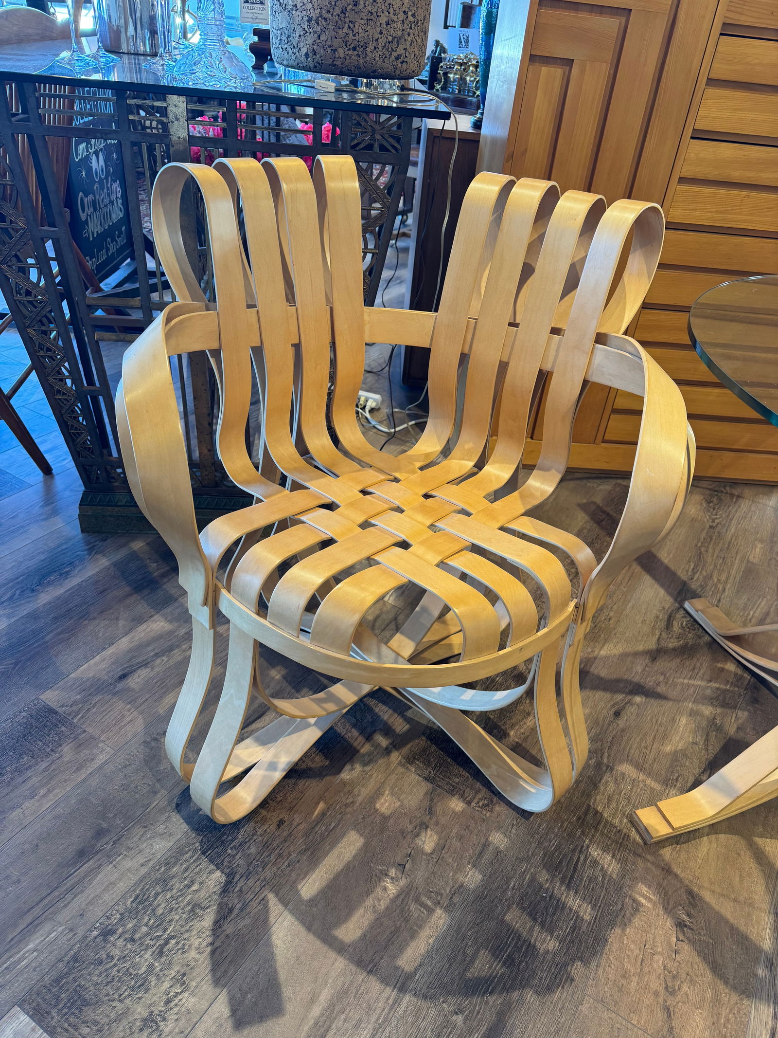 Frank Gehry Cross Check Chairs and Face Off Table Set of 3 - 5