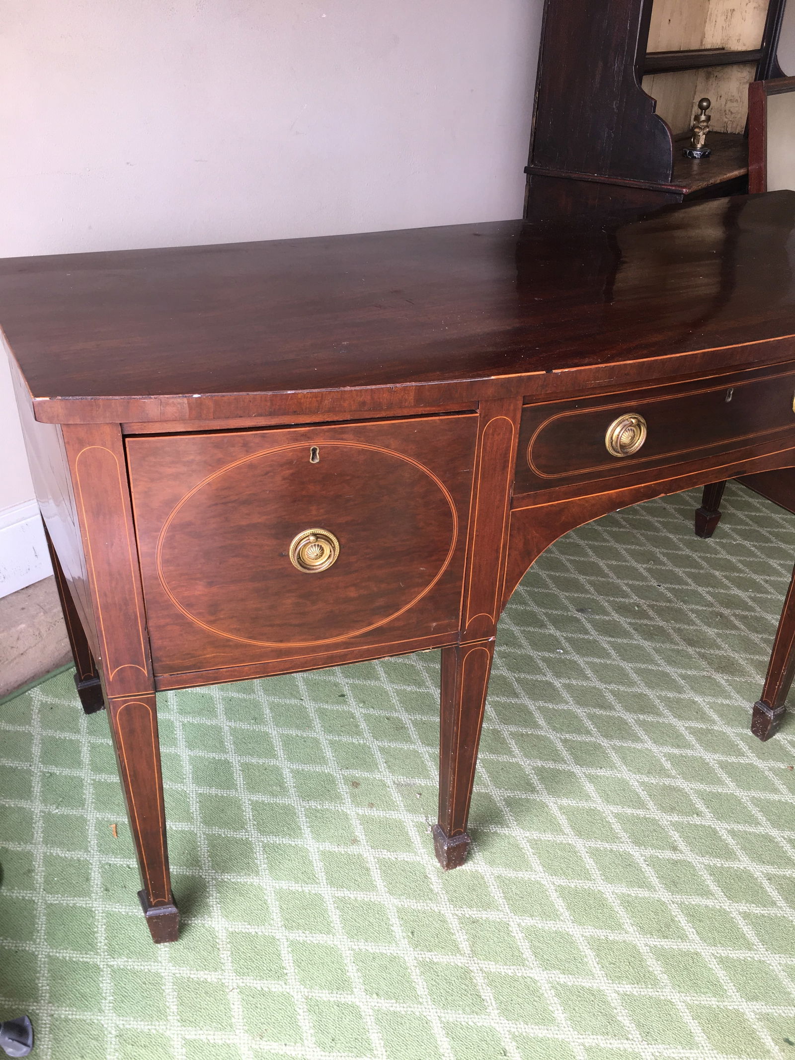 English Antique Bow Front Breakfront Sideboard - 6