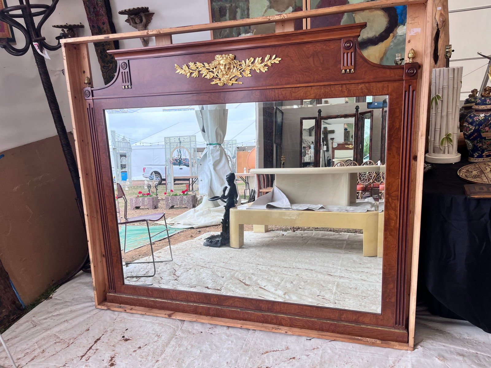 French Empire Style Ormolu Mounted Mahogany Rectangular Mirror Circa 1960 - 3