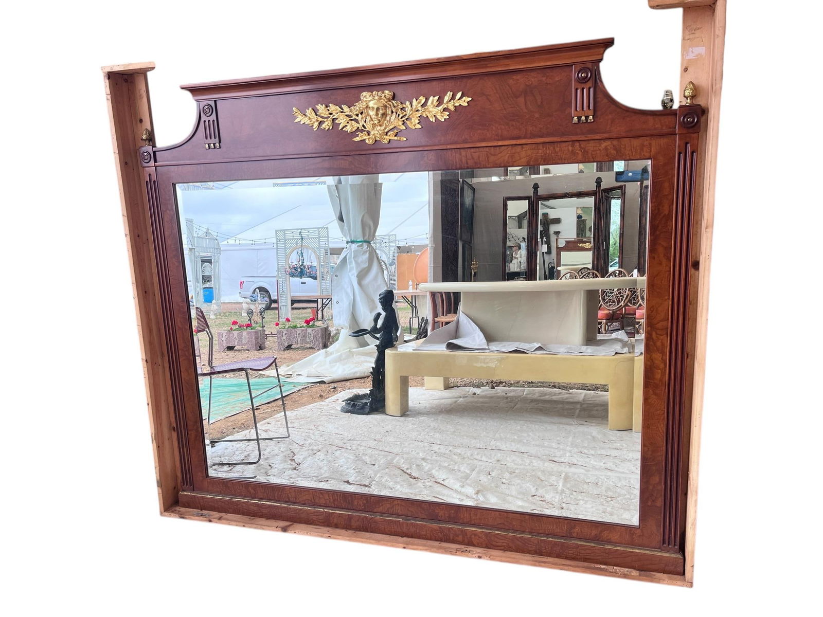 French Empire Style Ormolu Mounted Mahogany Rectangular Mirror Circa 1960 - 4