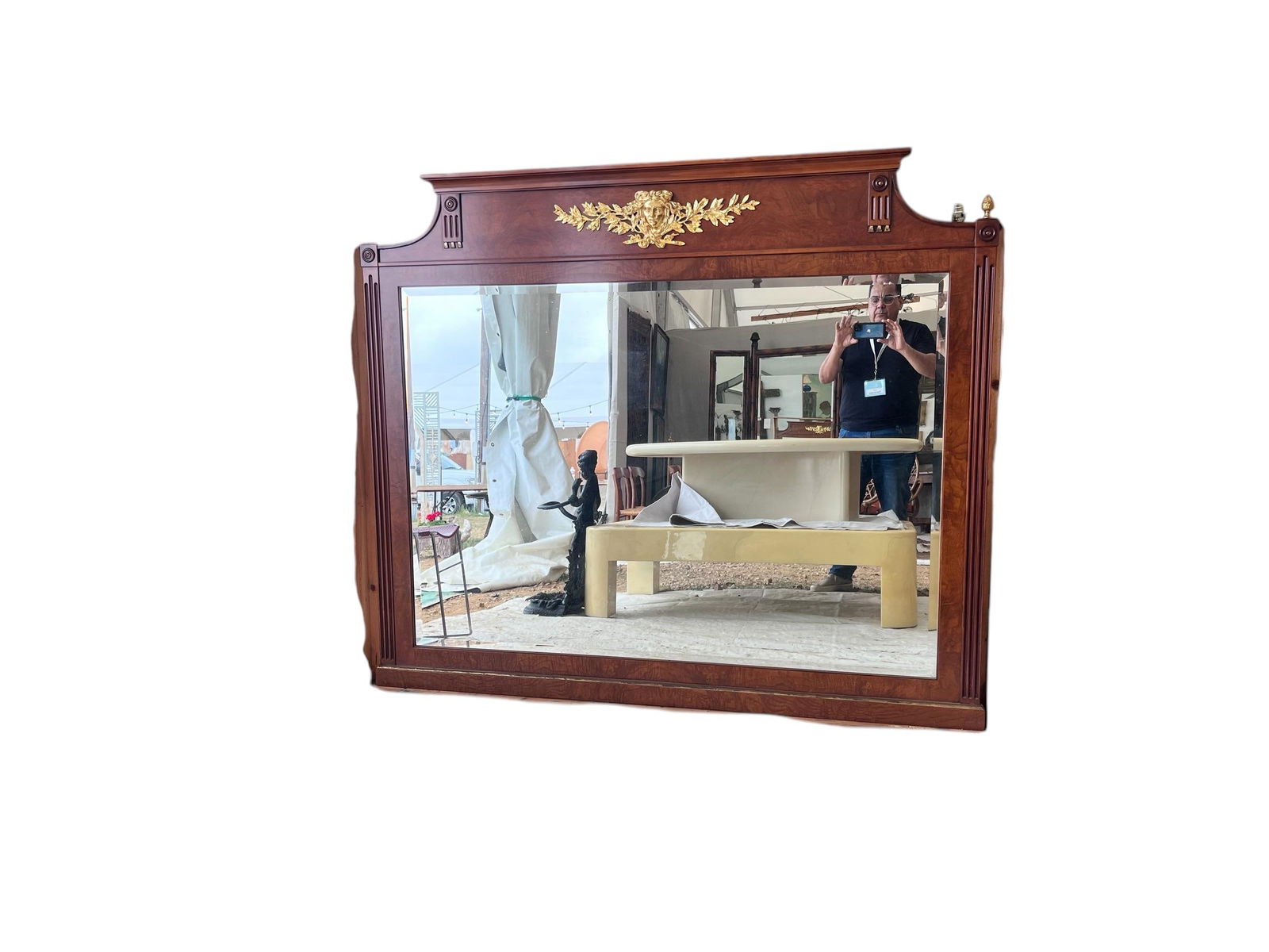French Empire Style Ormolu Mounted Mahogany Rectangular Mirror Circa 1960 - 5
