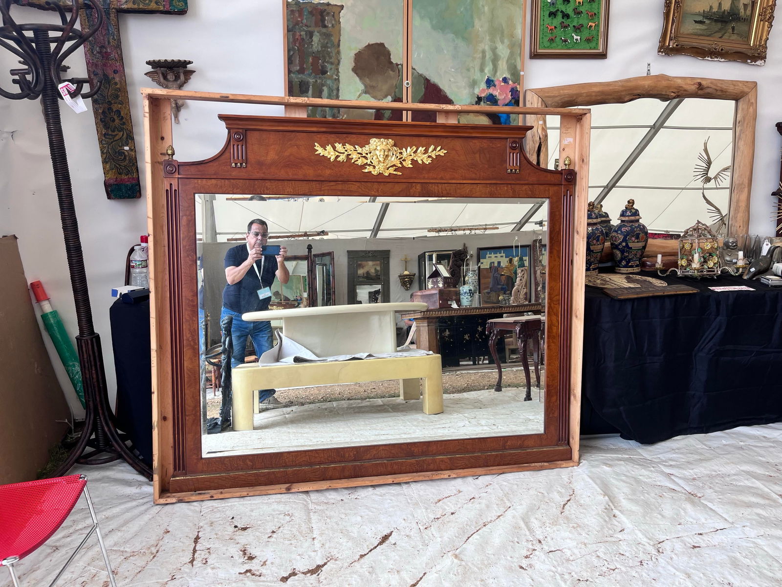 French Empire Style Ormolu Mounted Mahogany Rectangular Mirror Circa 1960 - 8