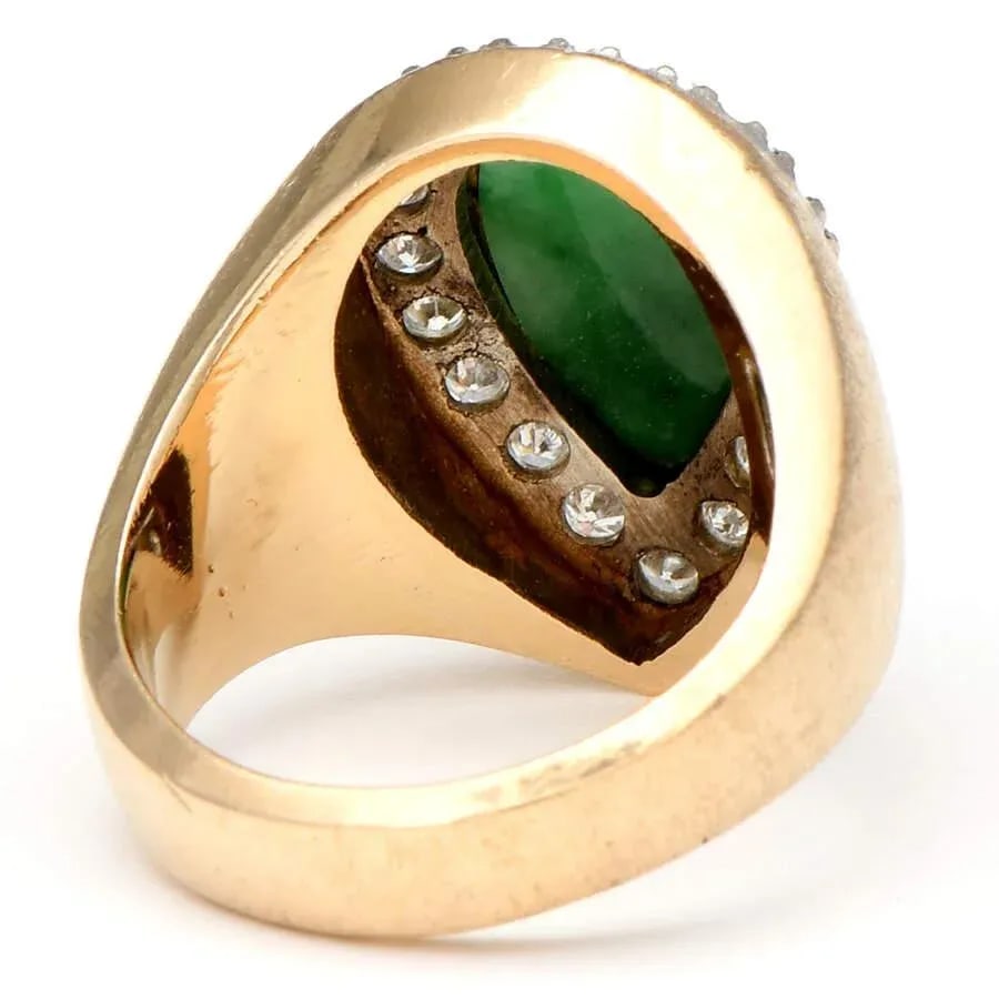 14KY Vintage Jadeite Jade & Diamond(0.60) Ring, size 7.5 - 2
