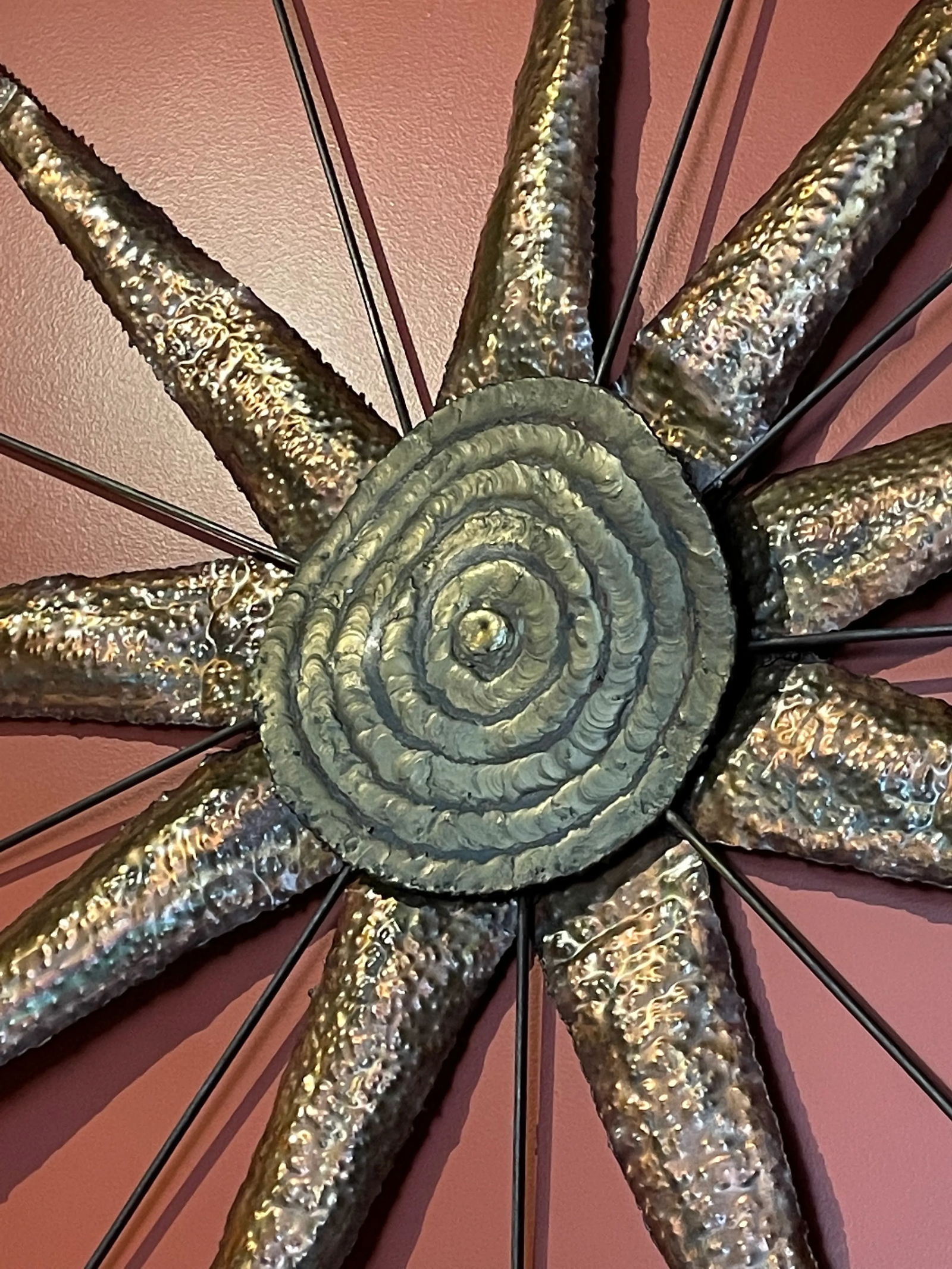 Giant 1960s Metal Sunburst Wall Sculpture - 4
