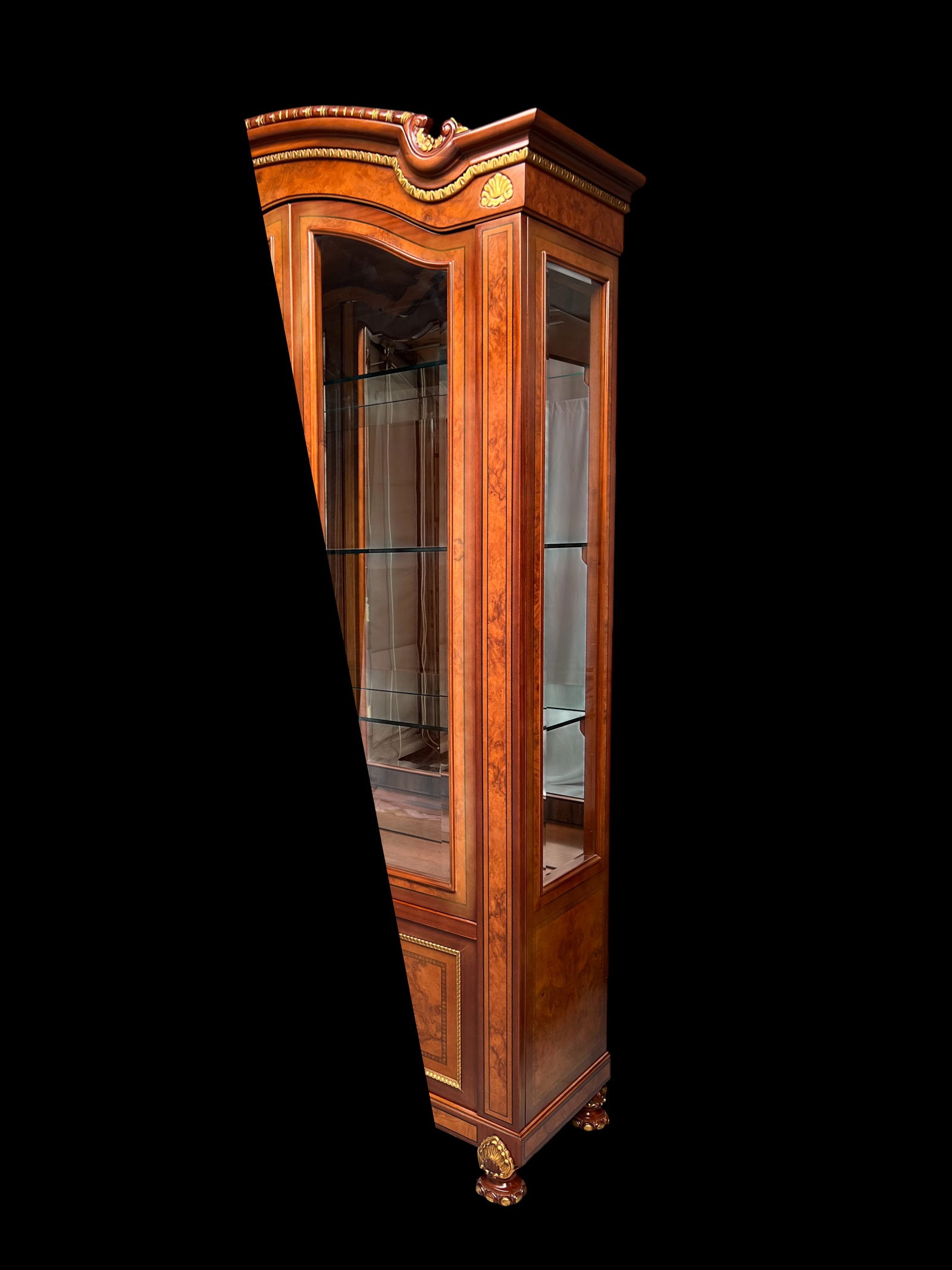 1990s Marzorati Italian Wood Display Cabinet With Gilt Details - 11