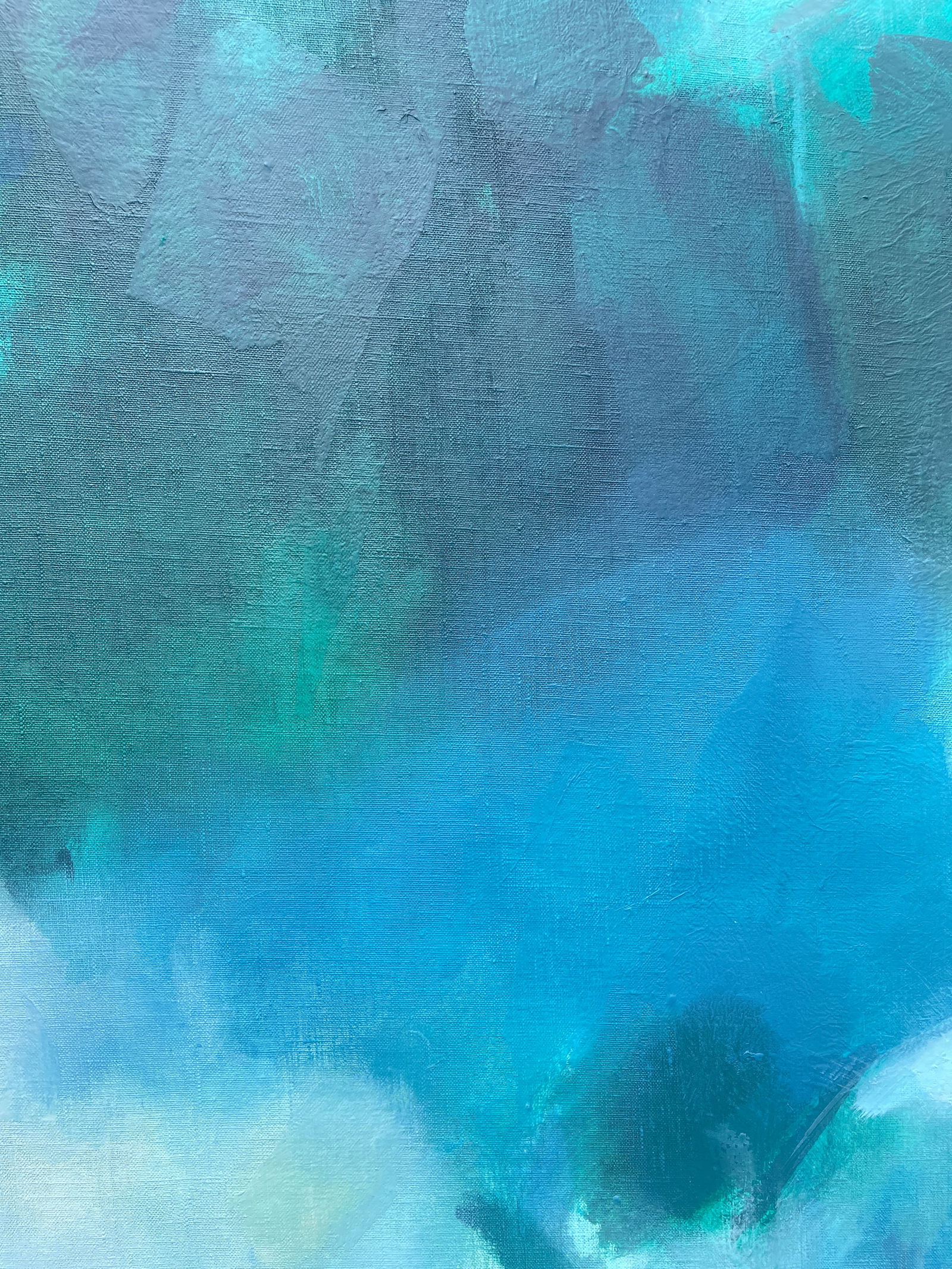 But Still, You Large Lyrical Abstraction Diptych Painting in Ethereal Greens and Blues by Stac - 10