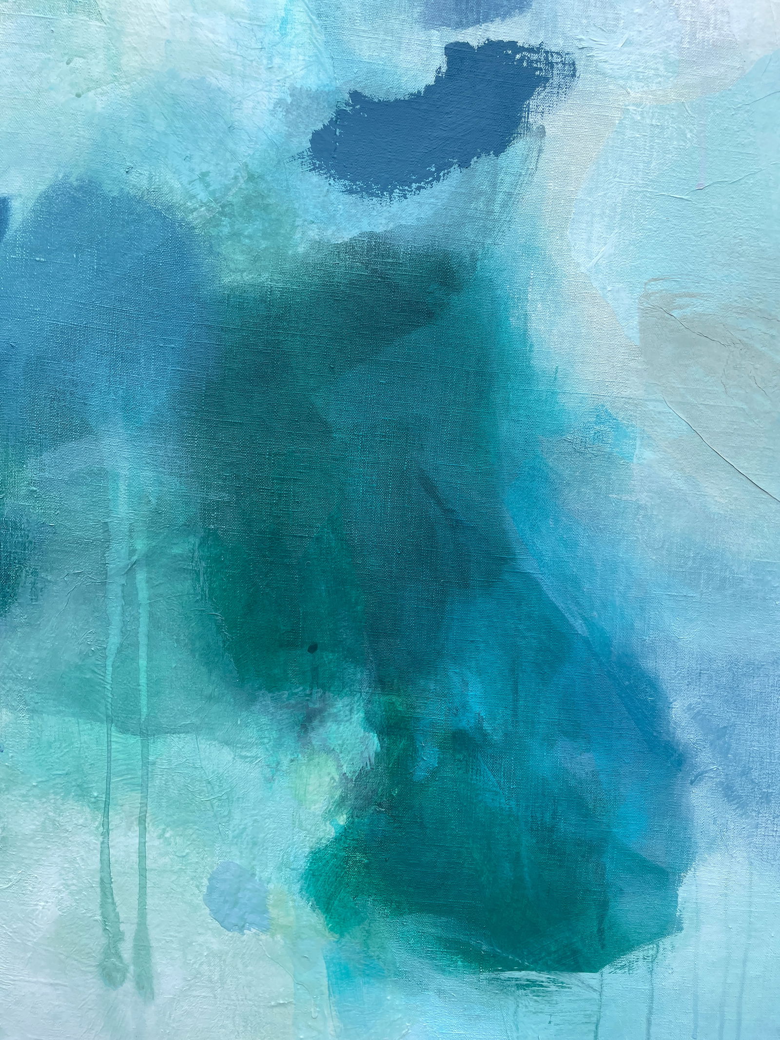 But Still, You Large Lyrical Abstraction Diptych Painting in Ethereal Greens and Blues by Stac - 6