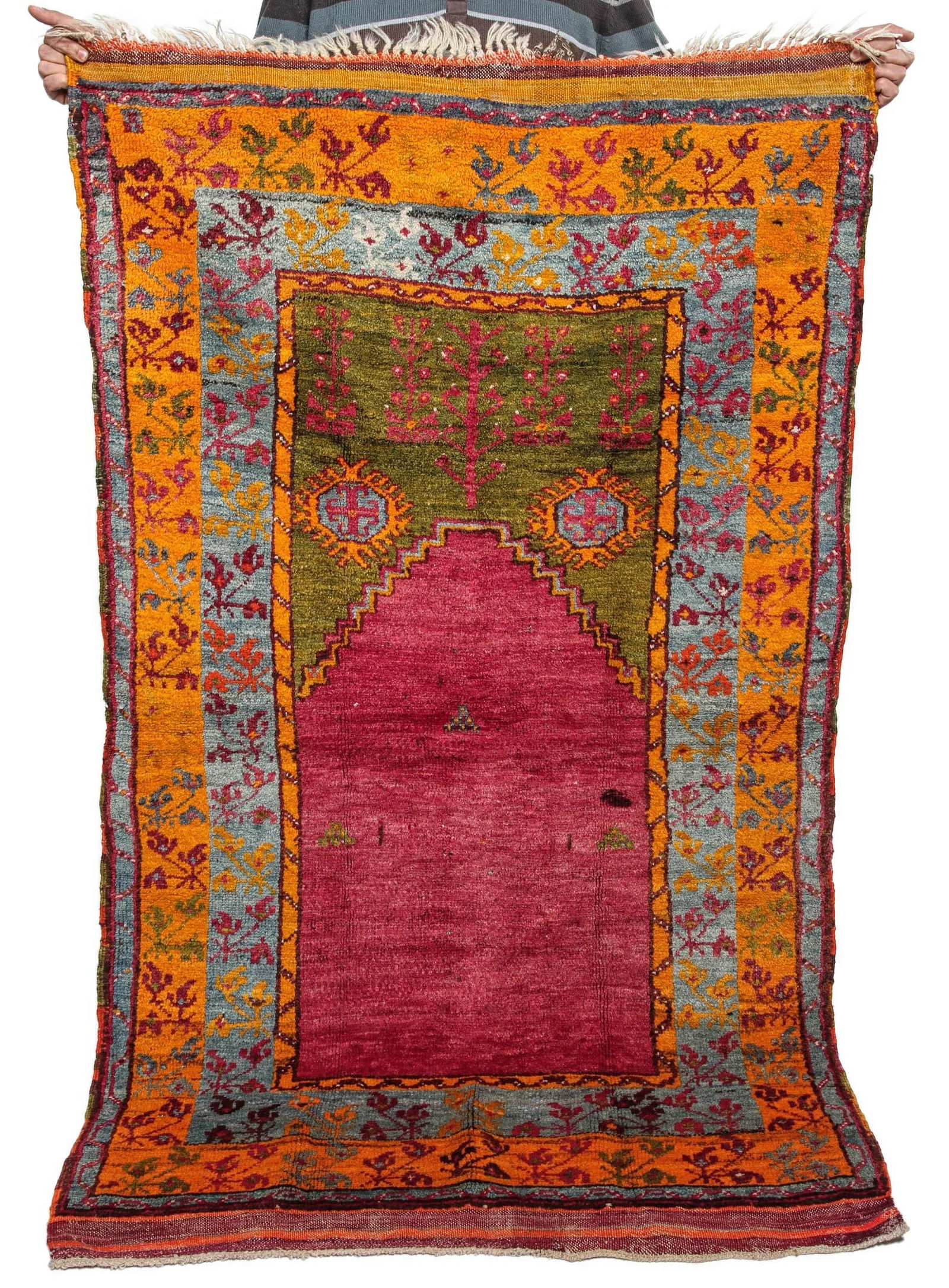 Vintage Hand-Knotted Turkish Prayer Rug - Rare Early-1900s Collector Piece With Tree-of-Life Motif - 3