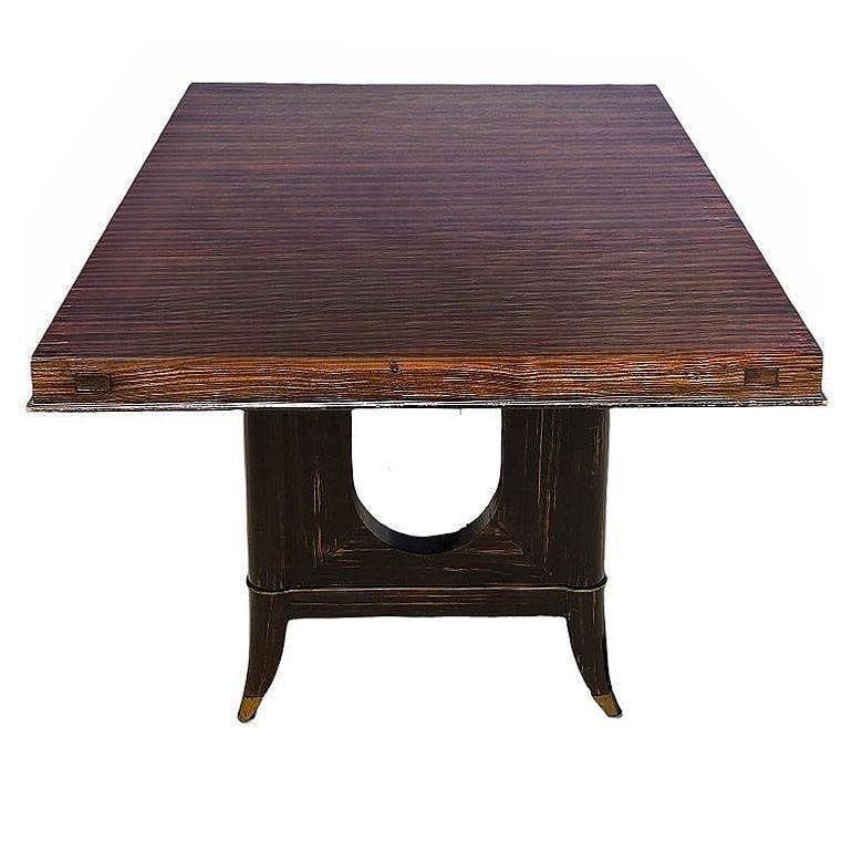 Atelier Leleu Style French Art Deco Macassar Ebony Dining Table w/ Brass Access - 14