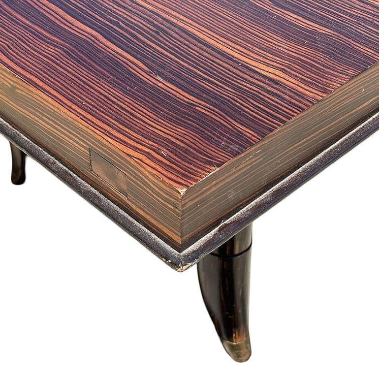 Atelier Leleu Style French Art Deco Macassar Ebony Dining Table w/ Brass Access - 4
