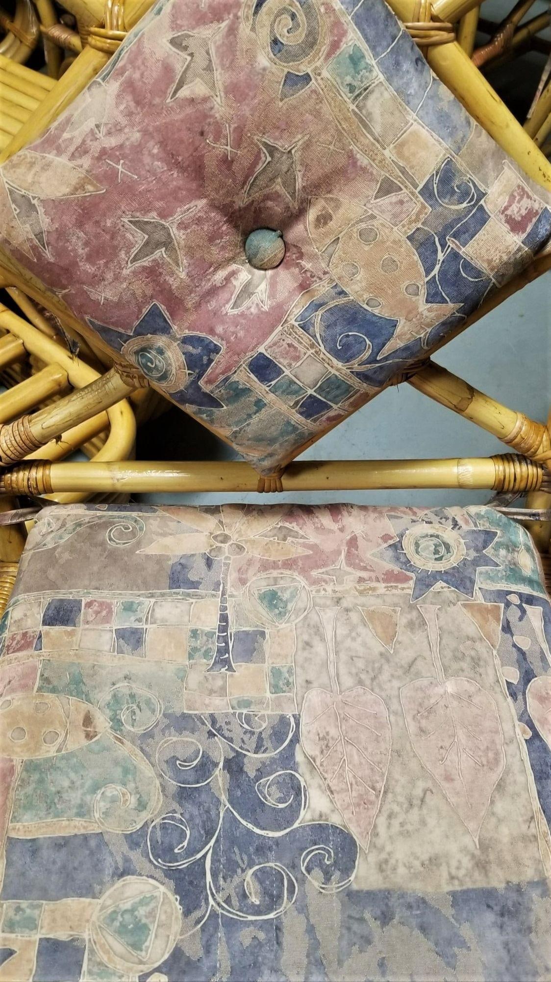 Restored Rattan Chippendale Style Dining Chairs with Diamond Back, Set of 7 - 12