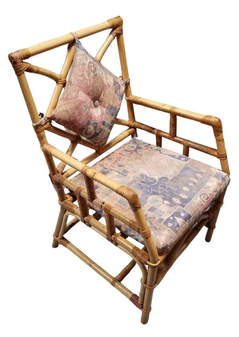 Restored Rattan Chippendale Style Dining Chairs with Diamond Back, Set of 7 - 8