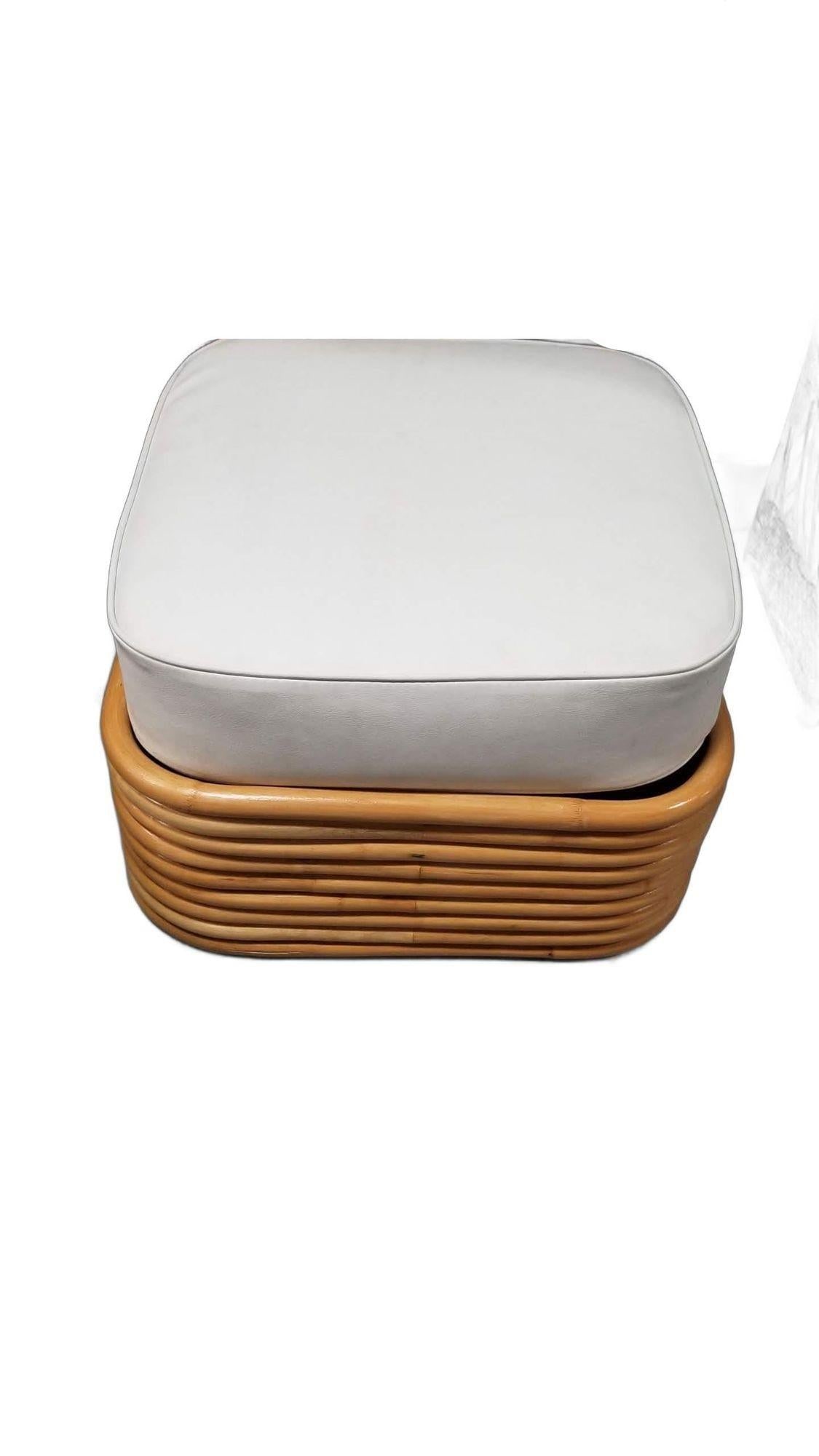 Restored Rattan Six Strand Square 3/4 Pretzel Livingroom Sofa and Chairs Set - 14