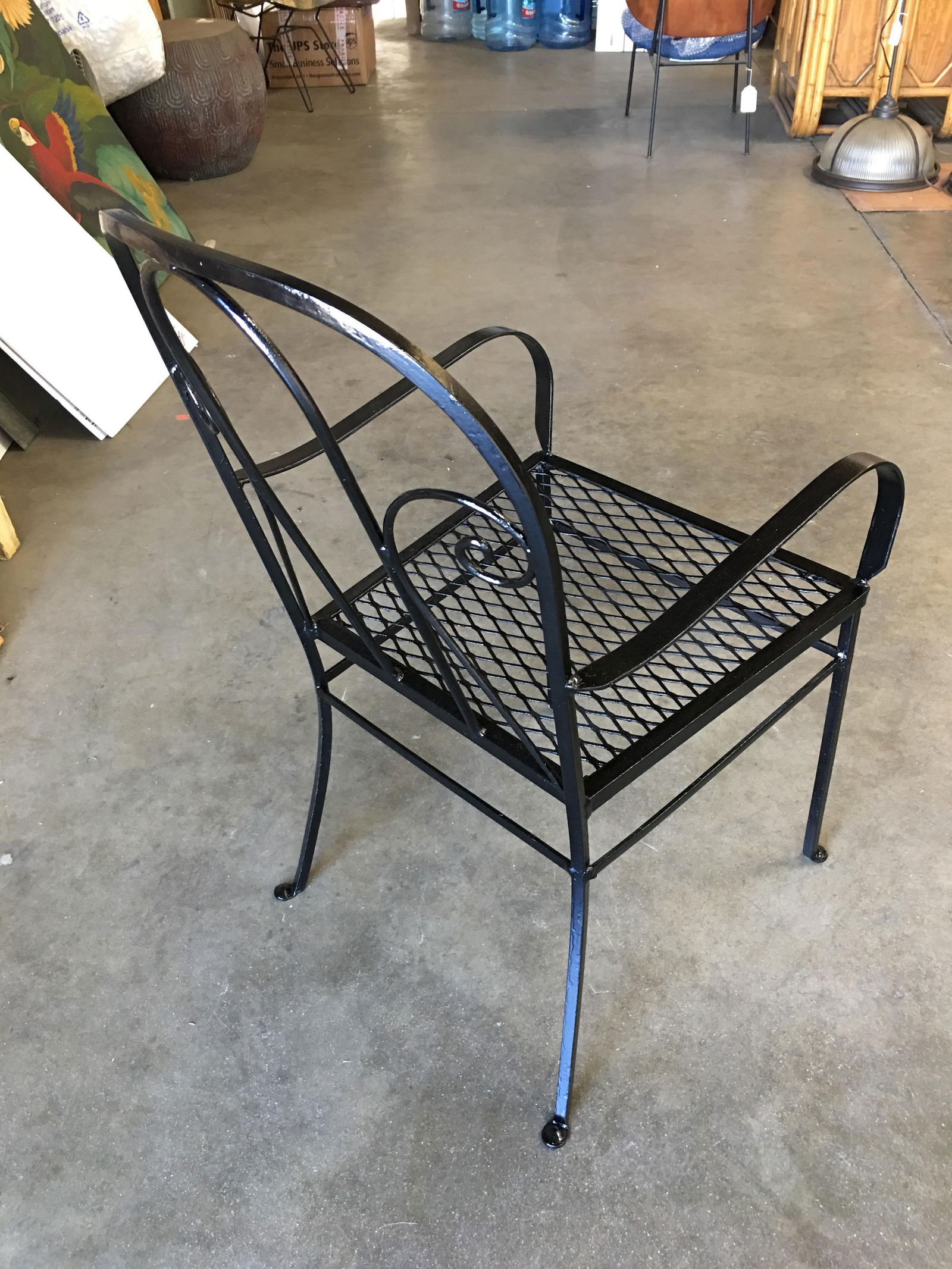 Iron Outdoor Patio Cafe Chair w/ Scrolling Back Iron , Pair - 10