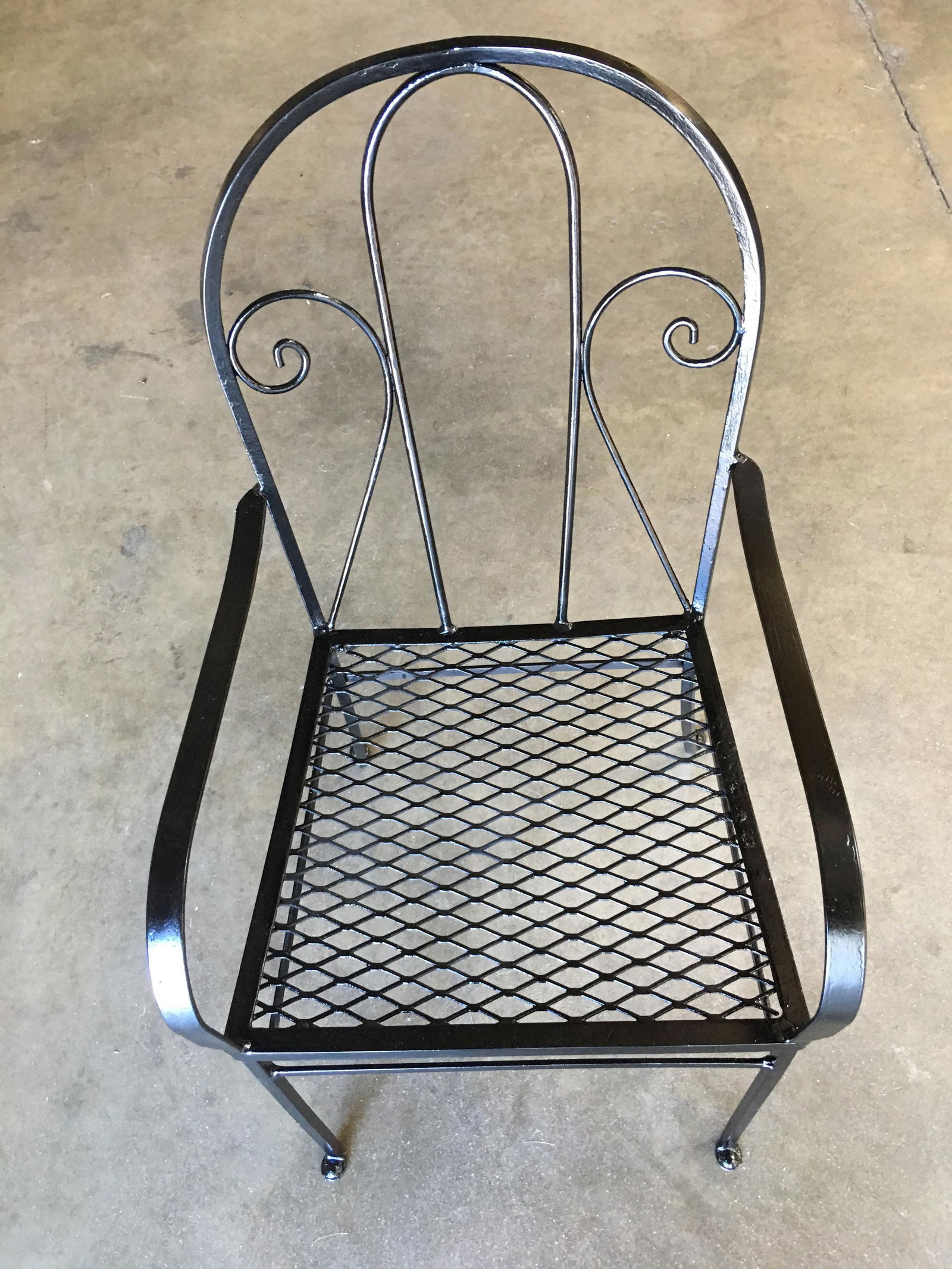 Iron Outdoor Patio Cafe Chair w/ Scrolling Back Iron , Pair - 17