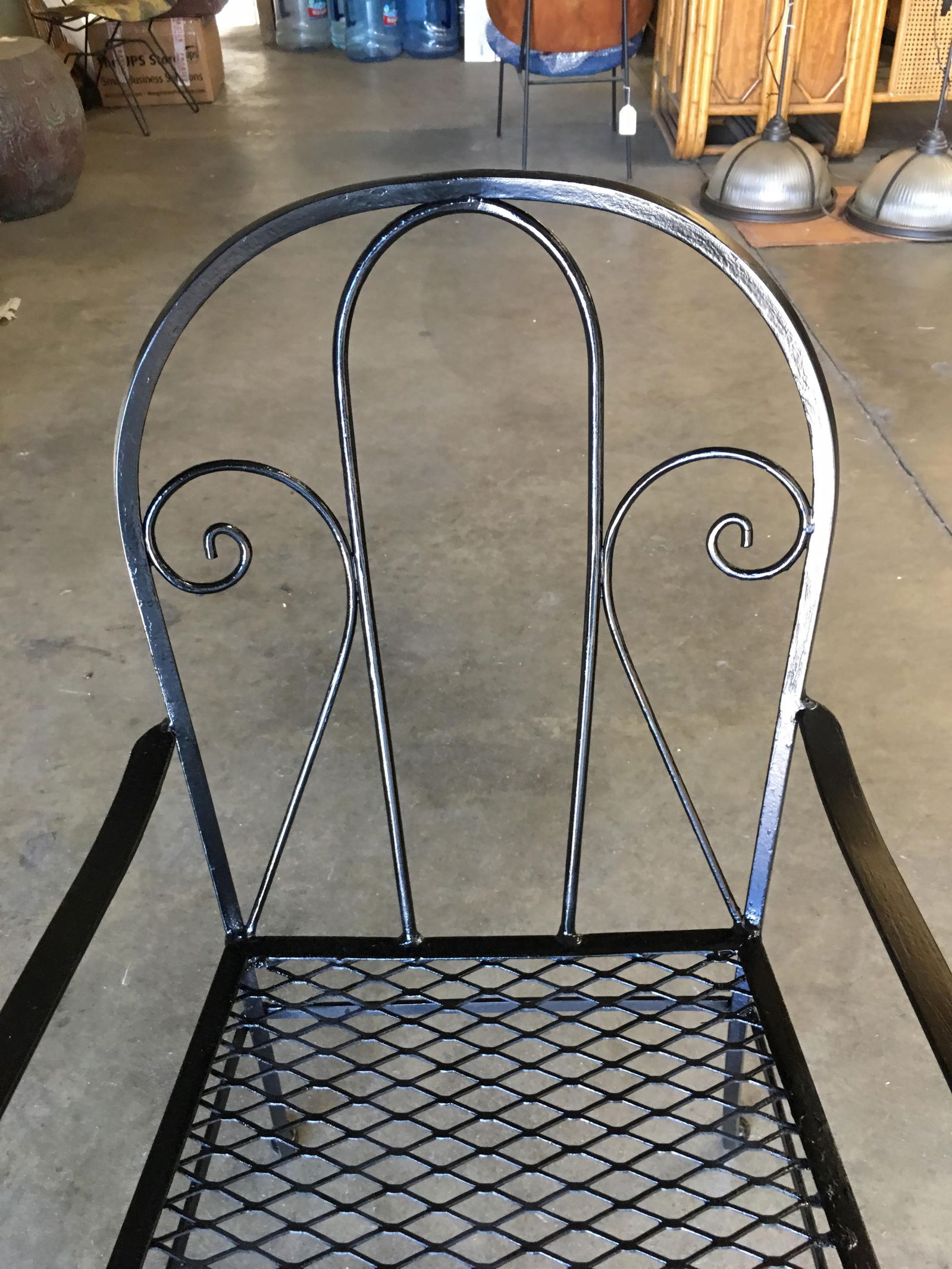Iron Outdoor Patio Cafe Chair w/ Scrolling Back Iron , Pair - 6