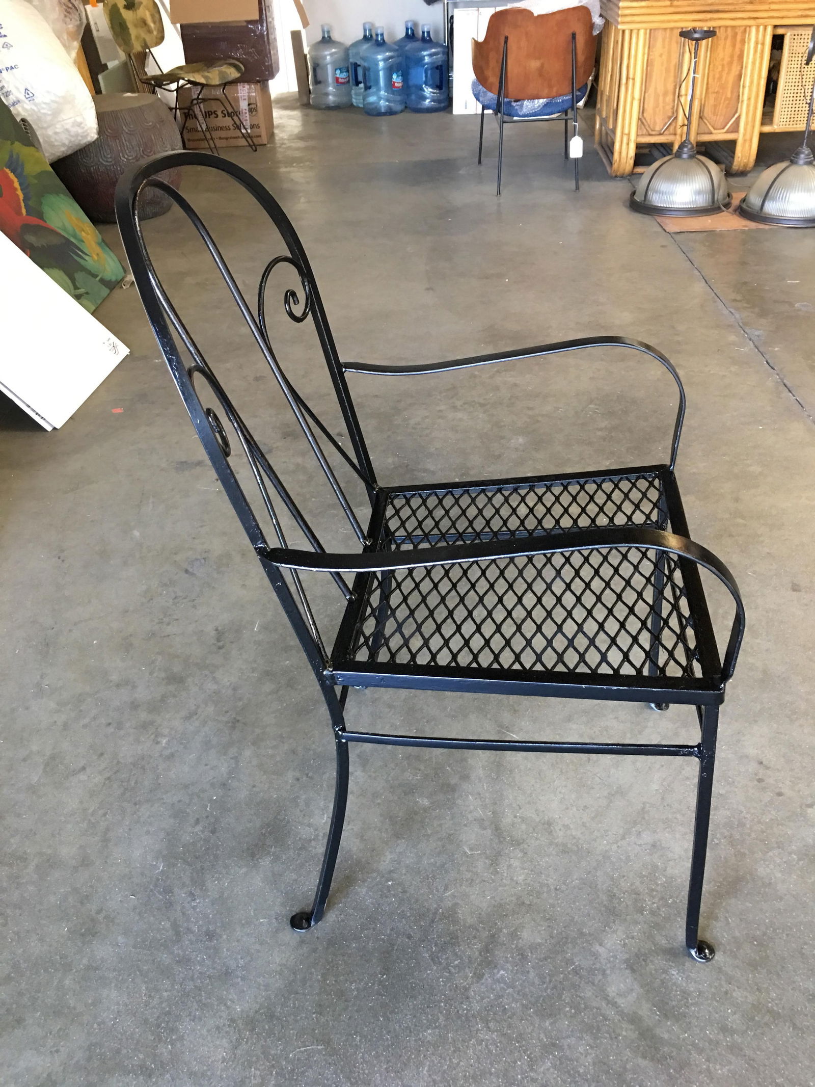 Iron Outdoor Patio Cafe Chair w/ Scrolling Back Iron , Pair - 9