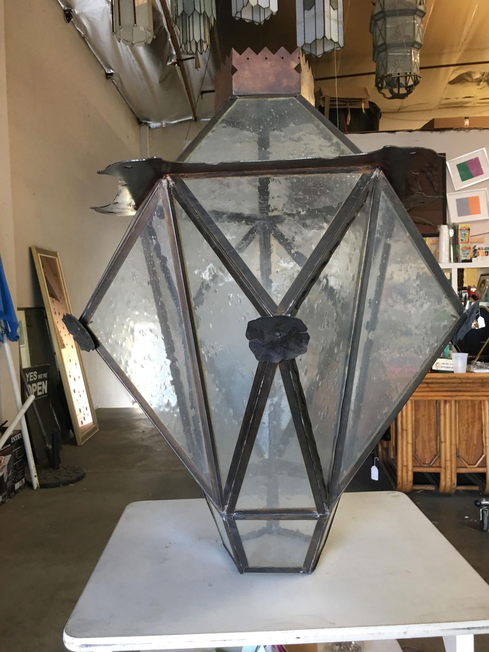 Large Geometric Bronze and Copper Lantern in the Style of Lyman Drake - 19