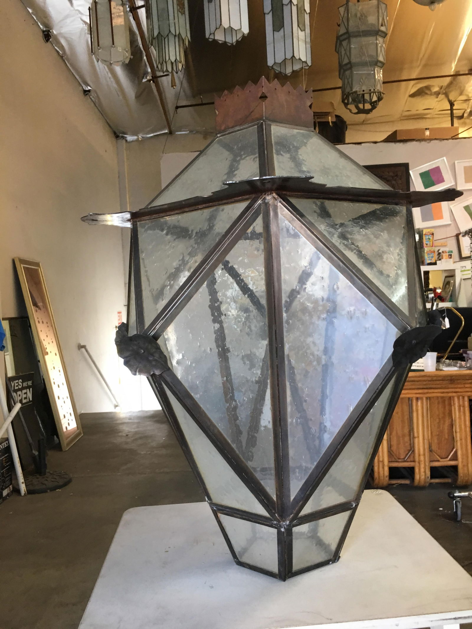Large Geometric Bronze and Copper Lantern in the Style of Lyman Drake - 4