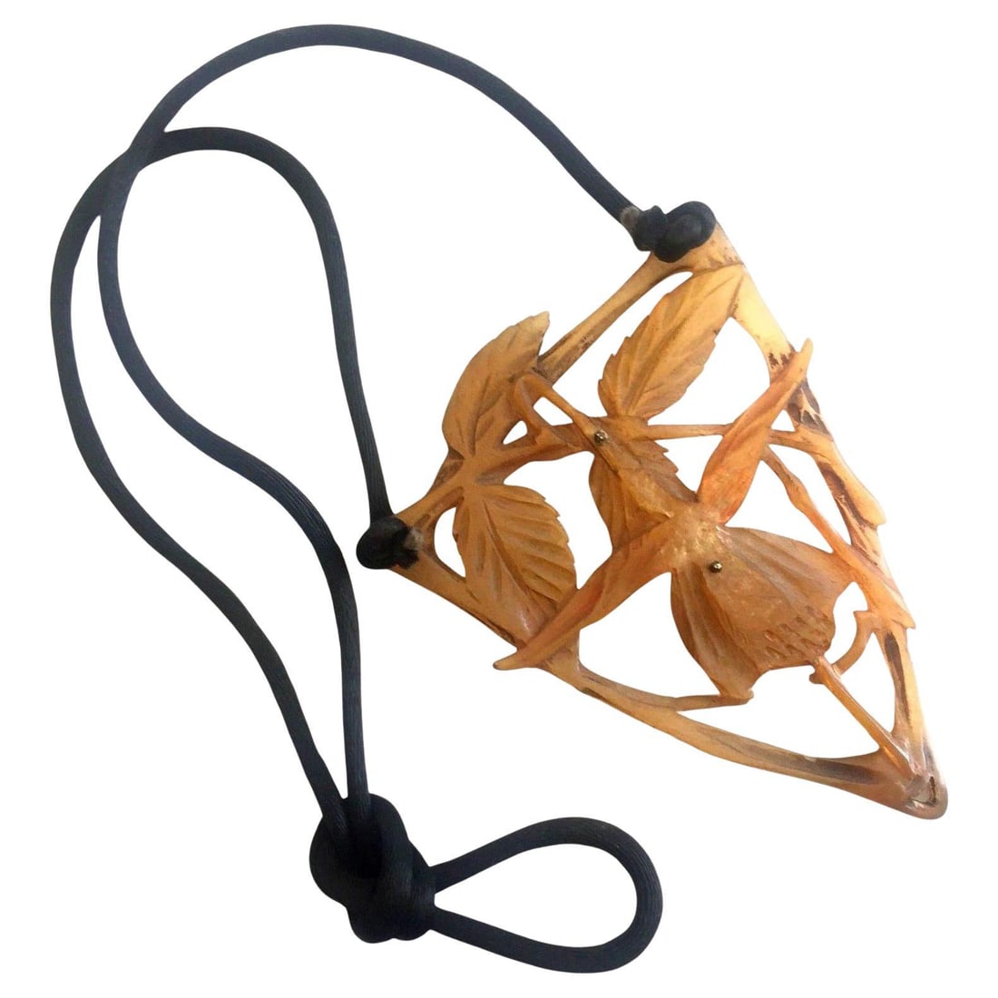 Large Art Nouveau Hand Carved Tortoise Shell Pendant, circa 1890, Paris: Title: Large Art Nouveau Hand Carved Tortoise Shell Pendant, circa 1890, Paris Description: Large Art Nouveau hand-carved orchid tortoiseshell pendant - the detail is exquisite. Tiny pins down the