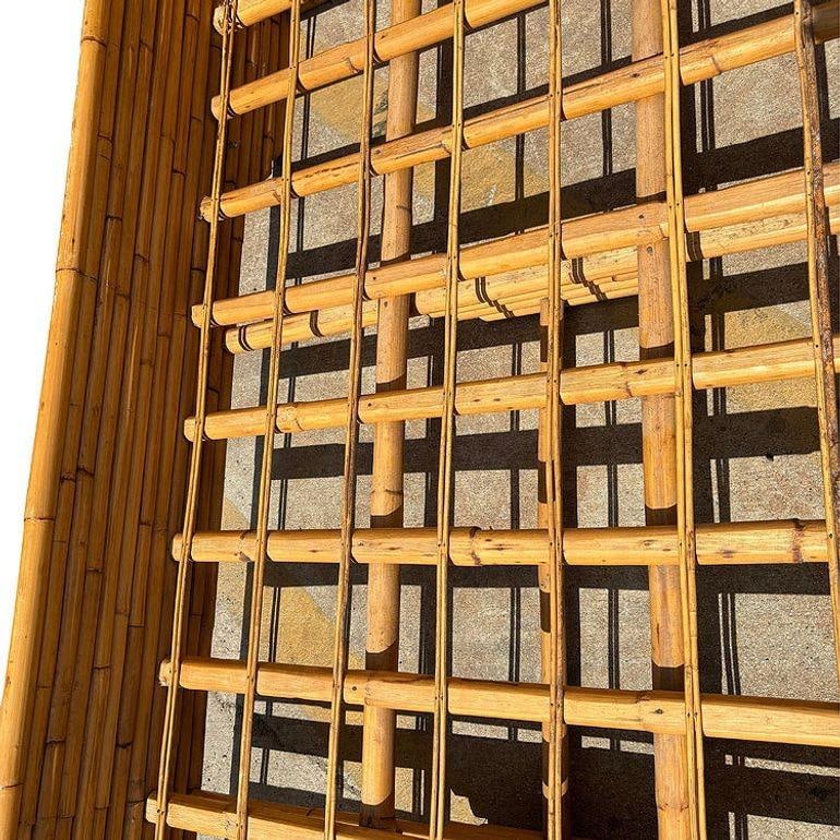 Restored Art Deco 15-Strand Stacked Rattan Twin Bed Frame Headboard, 2 Available - 15