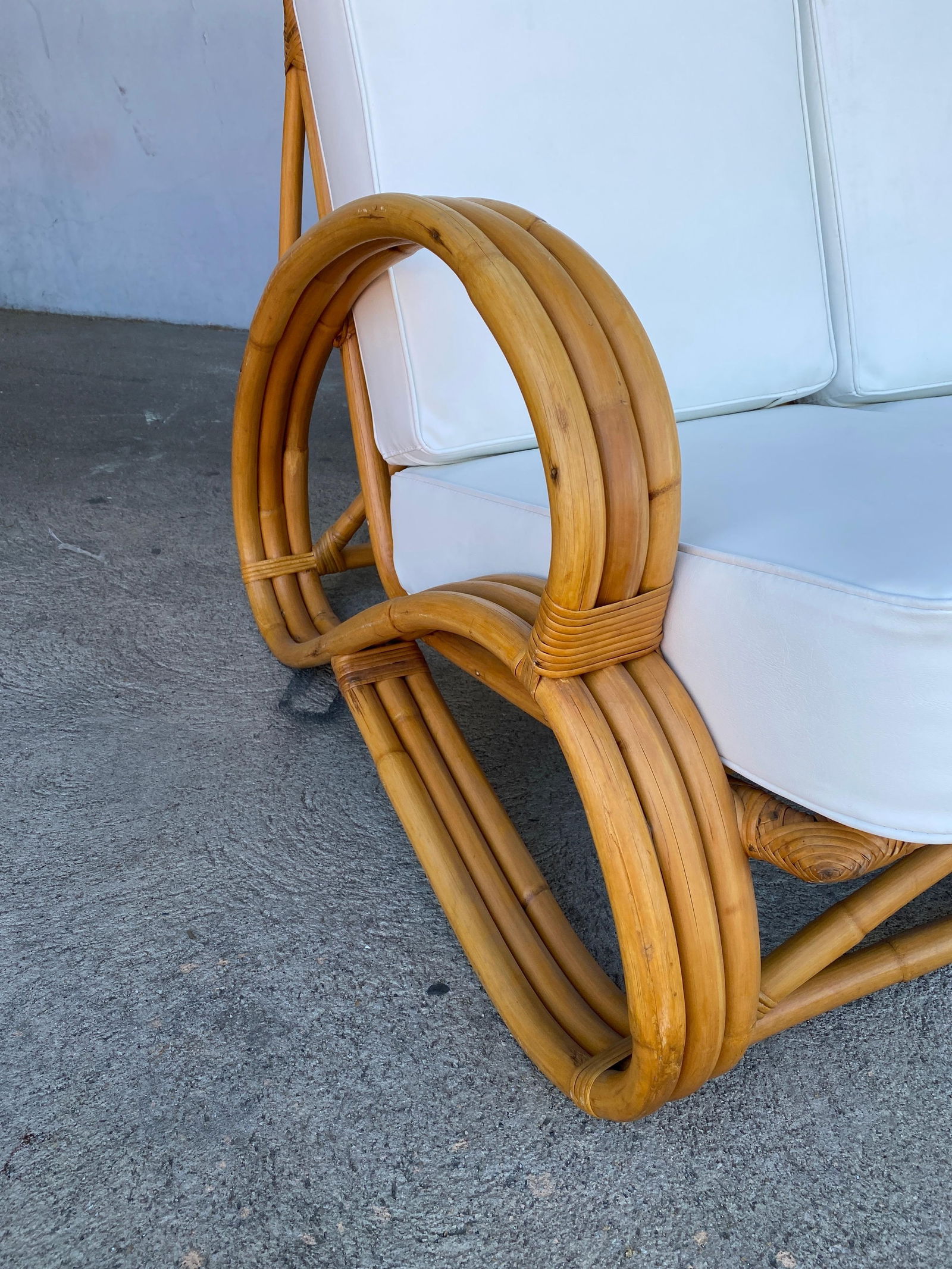 Rare "S Arm" 3-Strand Rattan Sofa and Lounge Chair Living Room Set - 12