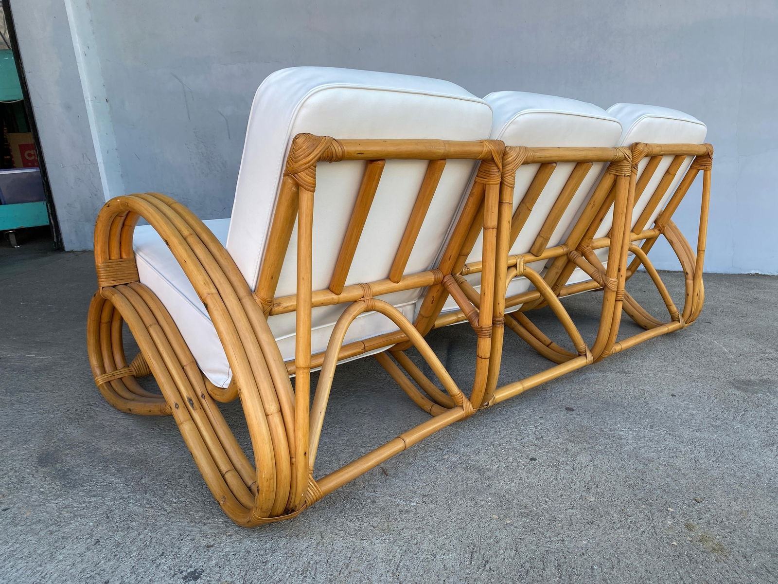 Rare "S Arm" 3-Strand Rattan Sofa and Lounge Chair Living Room Set - 14