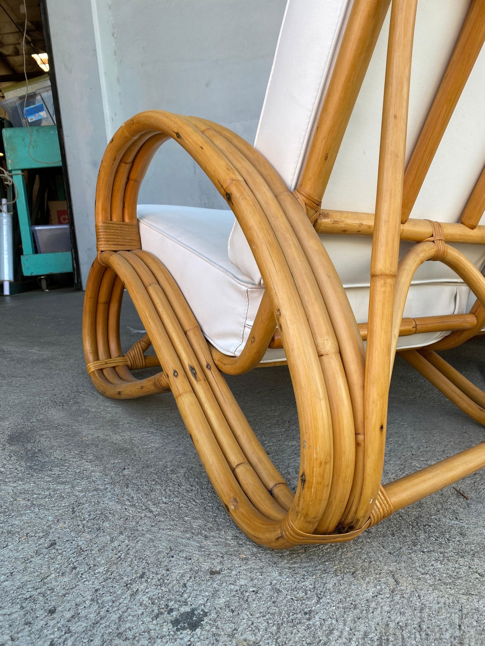 Rare "S Arm" 3-Strand Rattan Sofa and Lounge Chair Living Room Set - 15