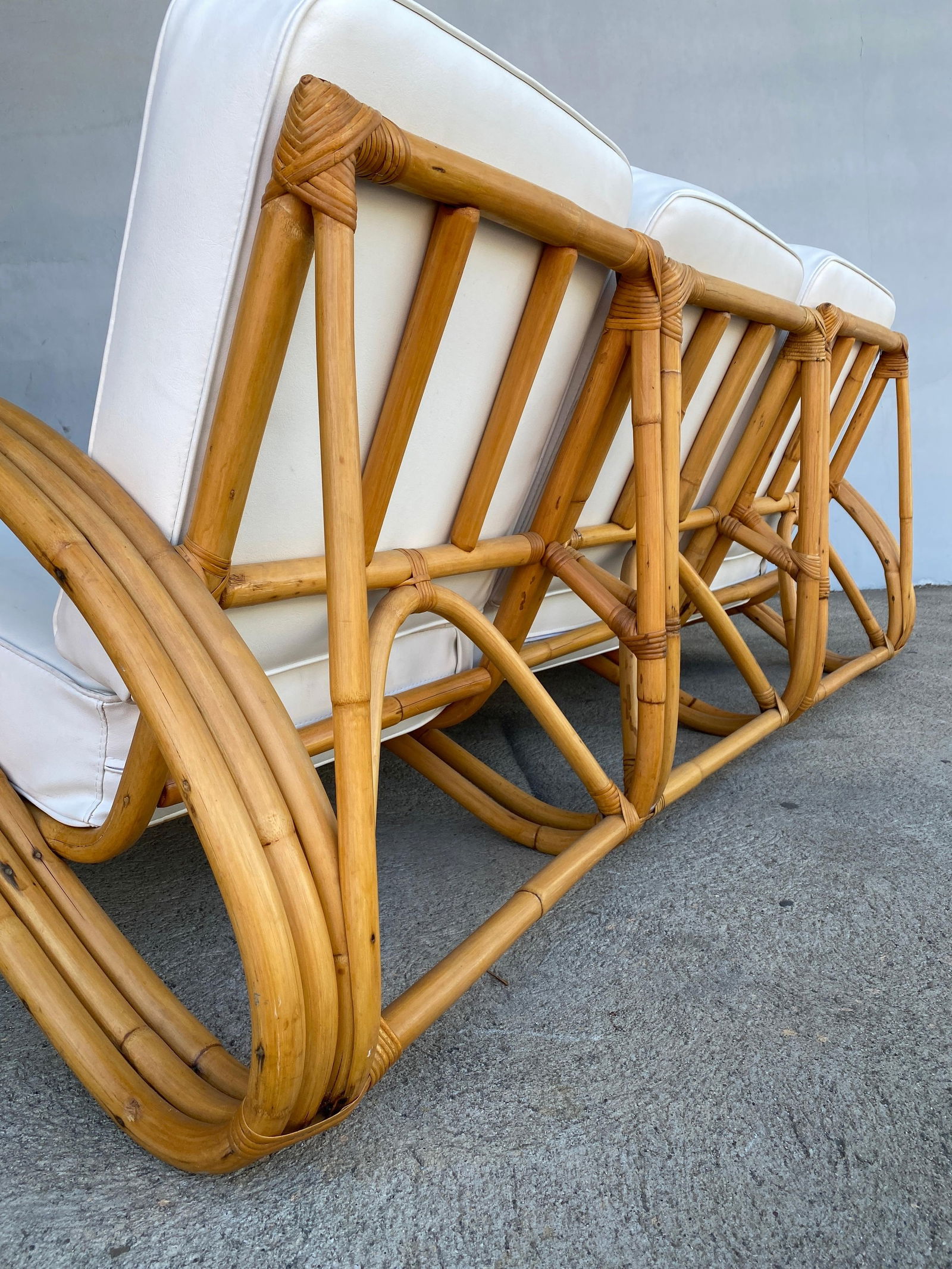 Rare "S Arm" 3-Strand Rattan Sofa and Lounge Chair Living Room Set - 16