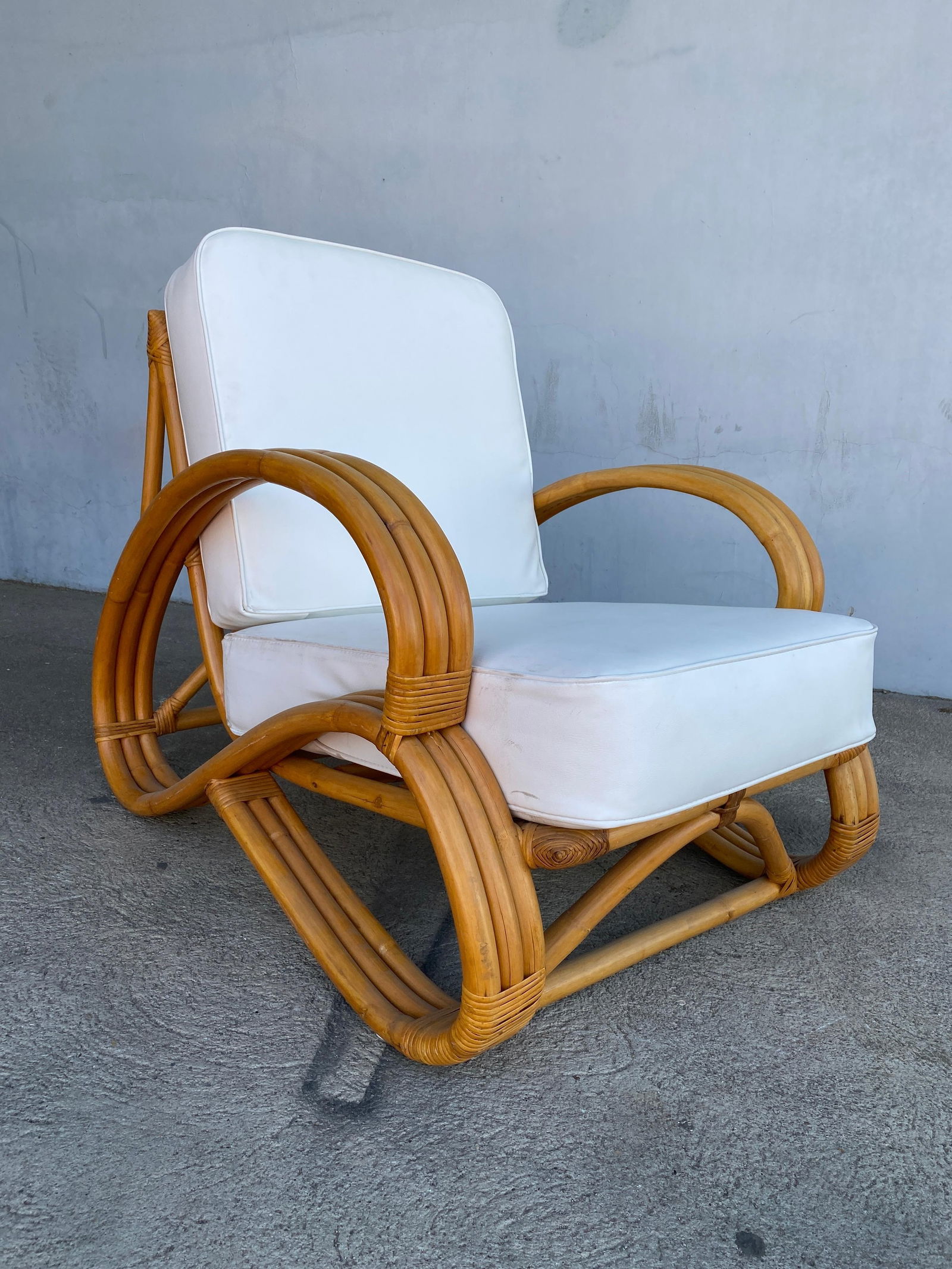 Rare "S Arm" 3-Strand Rattan Sofa and Lounge Chair Living Room Set - 2