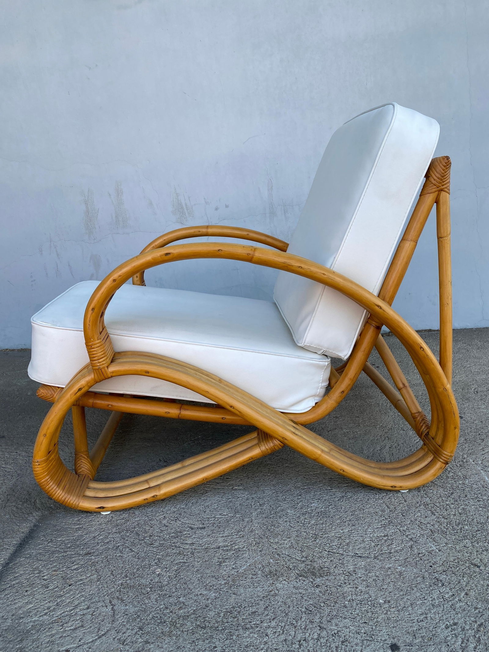 Rare "S Arm" 3-Strand Rattan Sofa and Lounge Chair Living Room Set - 4