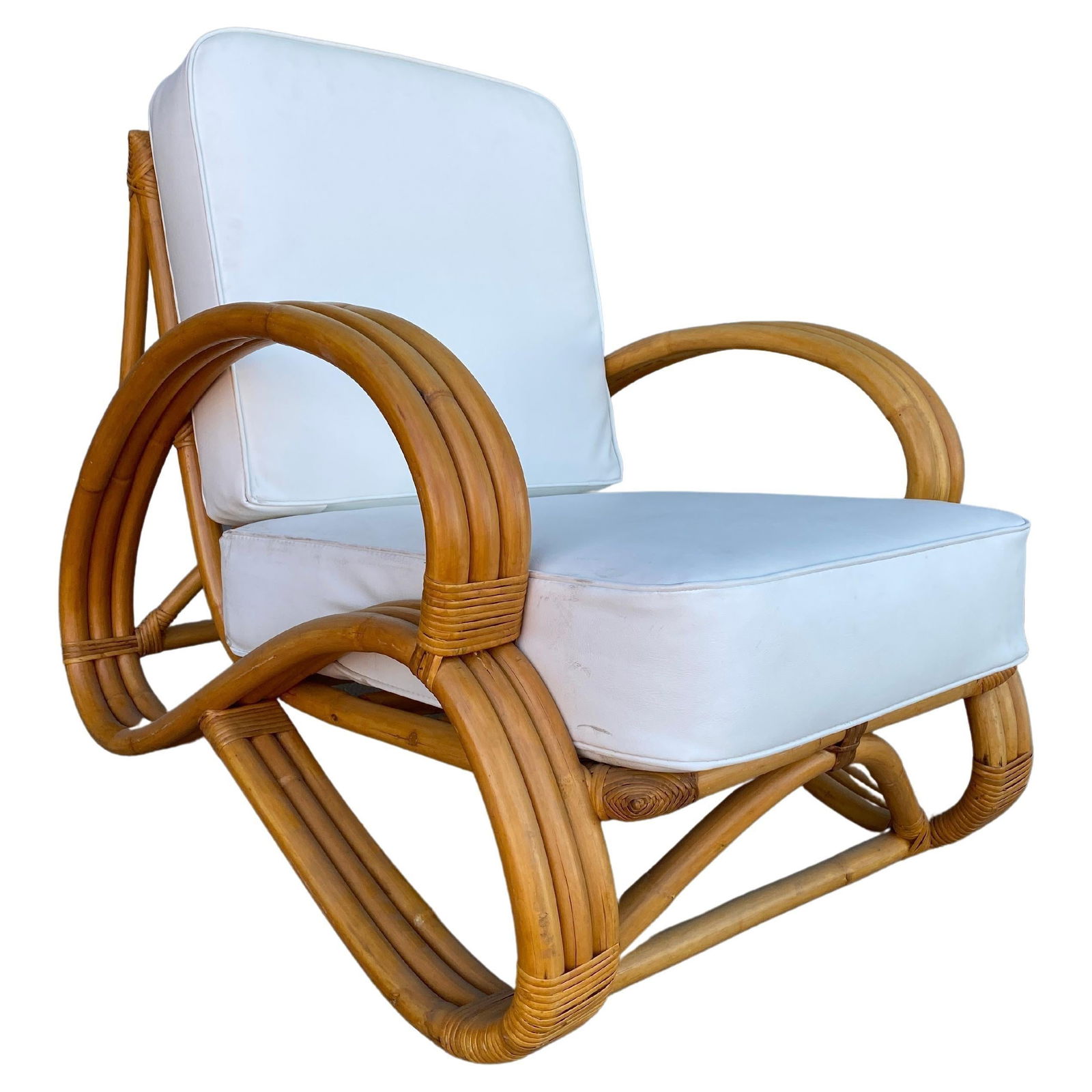 Rare "S Arm" 3-Strand Rattan Sofa and Lounge Chair Living Room Set - 9