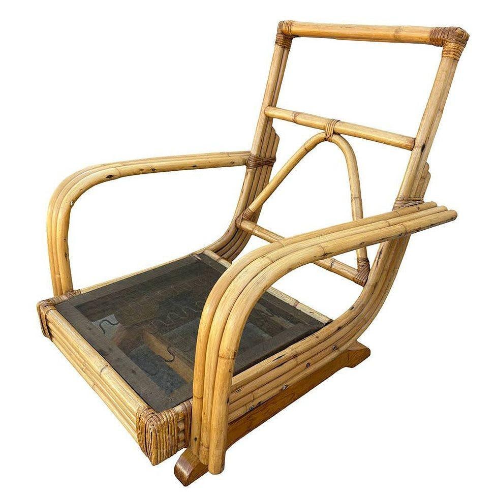 Restored Mid-century Triple Strand Rattan Springer Rocking Chair - 14