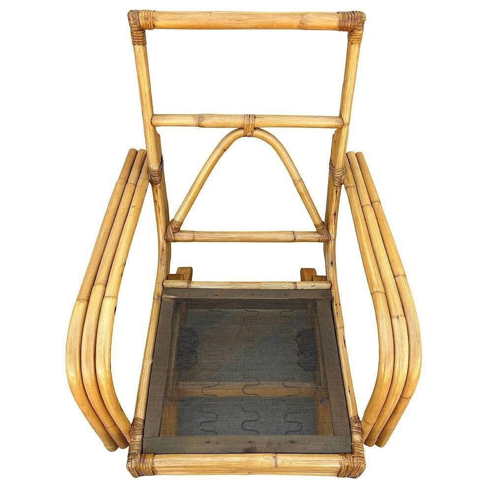 Restored Mid-century Triple Strand Rattan Springer Rocking Chair - 5