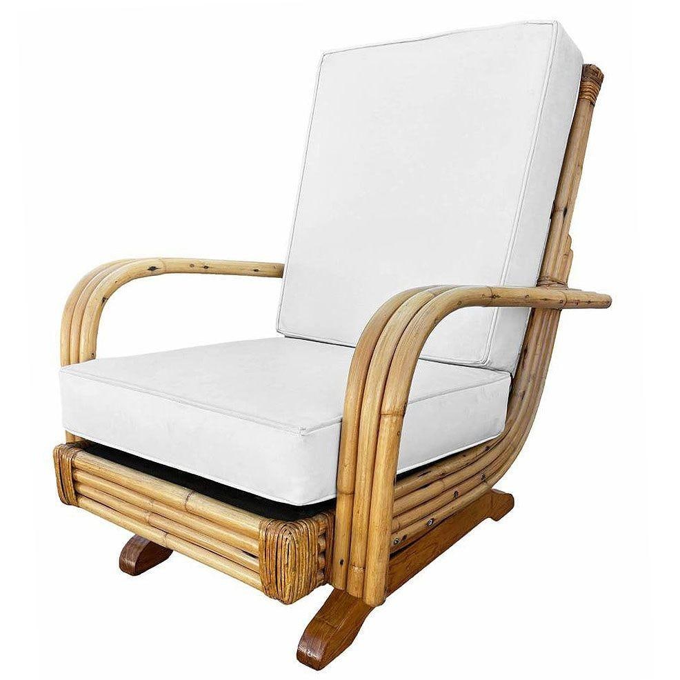 Restored Mid-century Triple Strand Rattan Springer Rocking Chair - 9