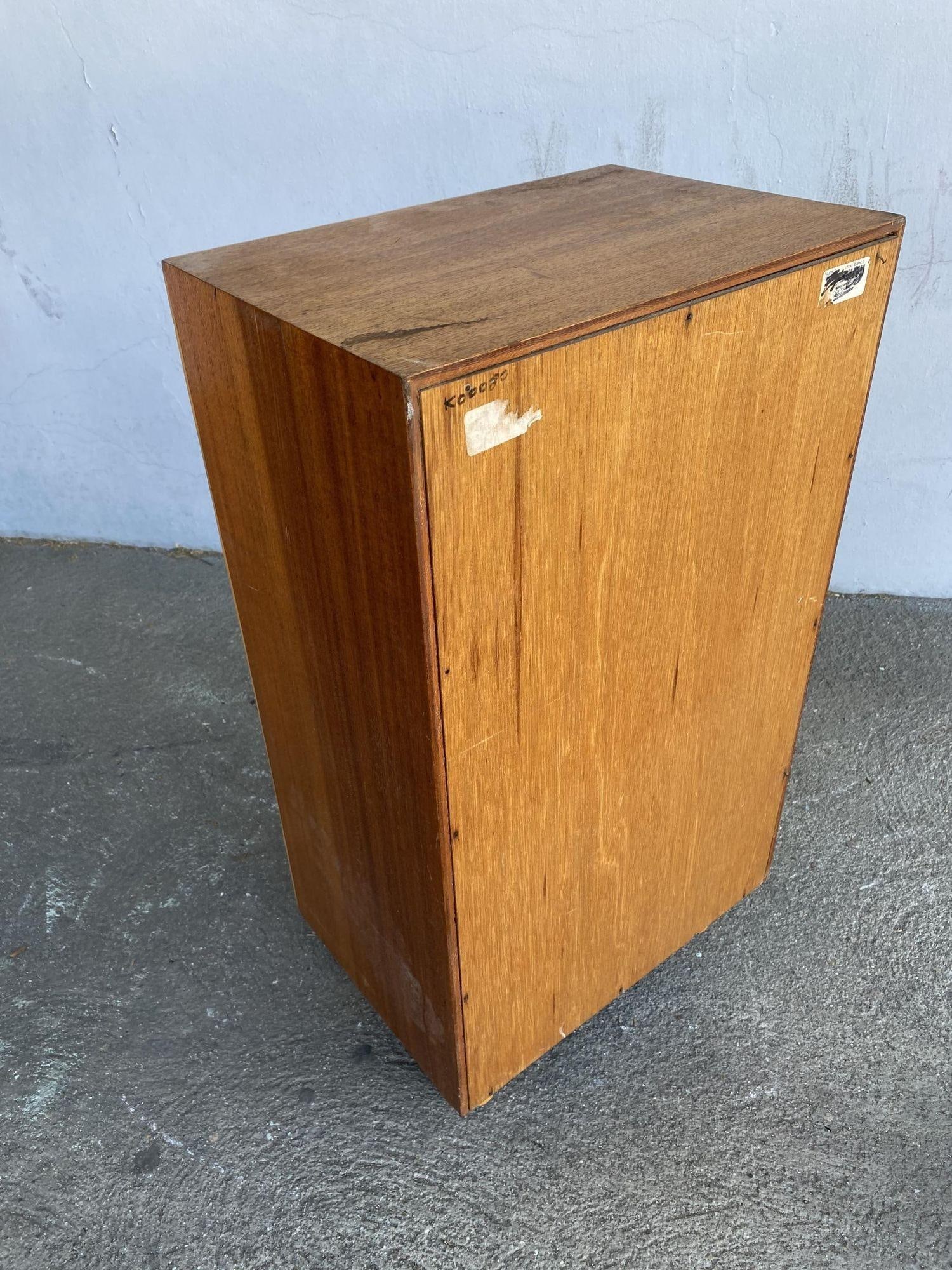 Restored Mahogany Bedside Table with Rattan Border - 13