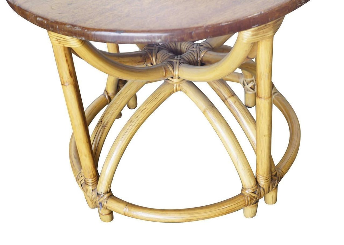 Restored Vintage Five Strand Hour Glass Rattan Coffee Table - 10