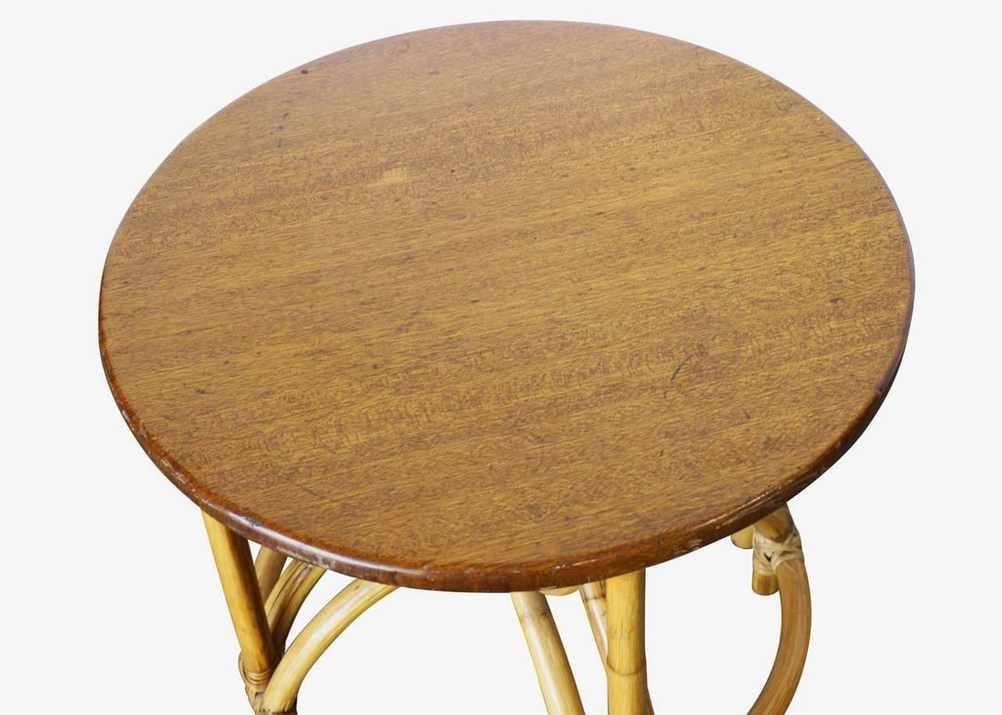 Restored Vintage Five Strand Hour Glass Rattan Coffee Table - 17