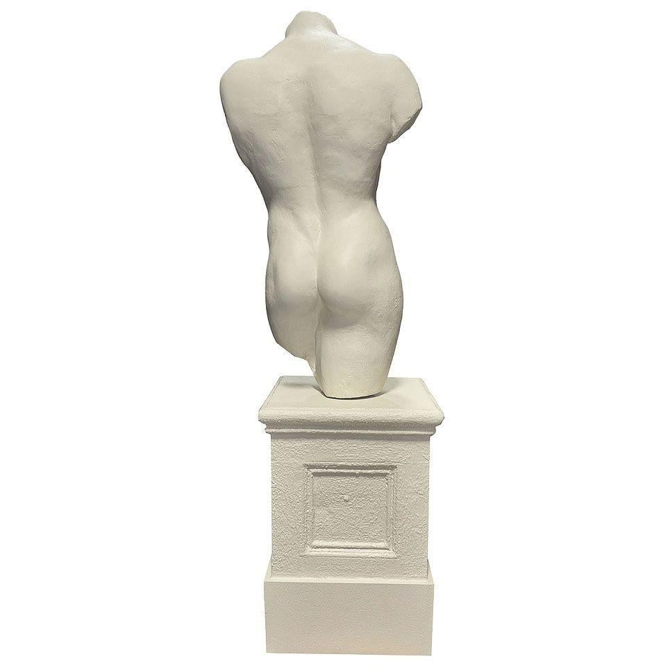 7' Tall Renaissance Style Male Bust Faux Marble Sculpture on Pedestal - 18