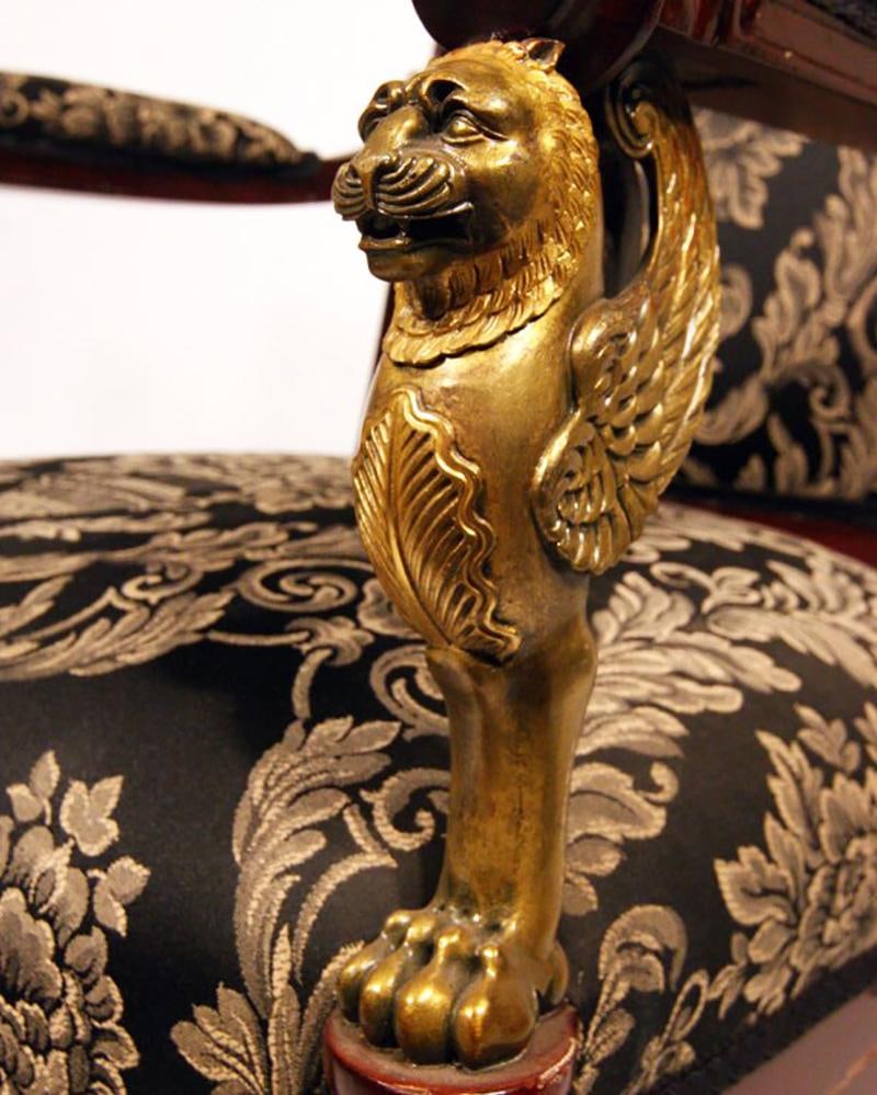 French Federal EmpireStyle Victorian Cherry Wood Armchairs, Set of Four - 6