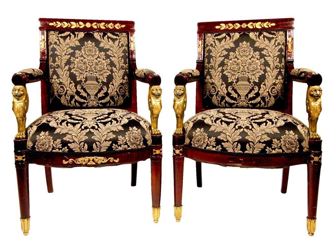 French Federal EmpireStyle Victorian Cherry Wood Armchairs, Set of Four - 8