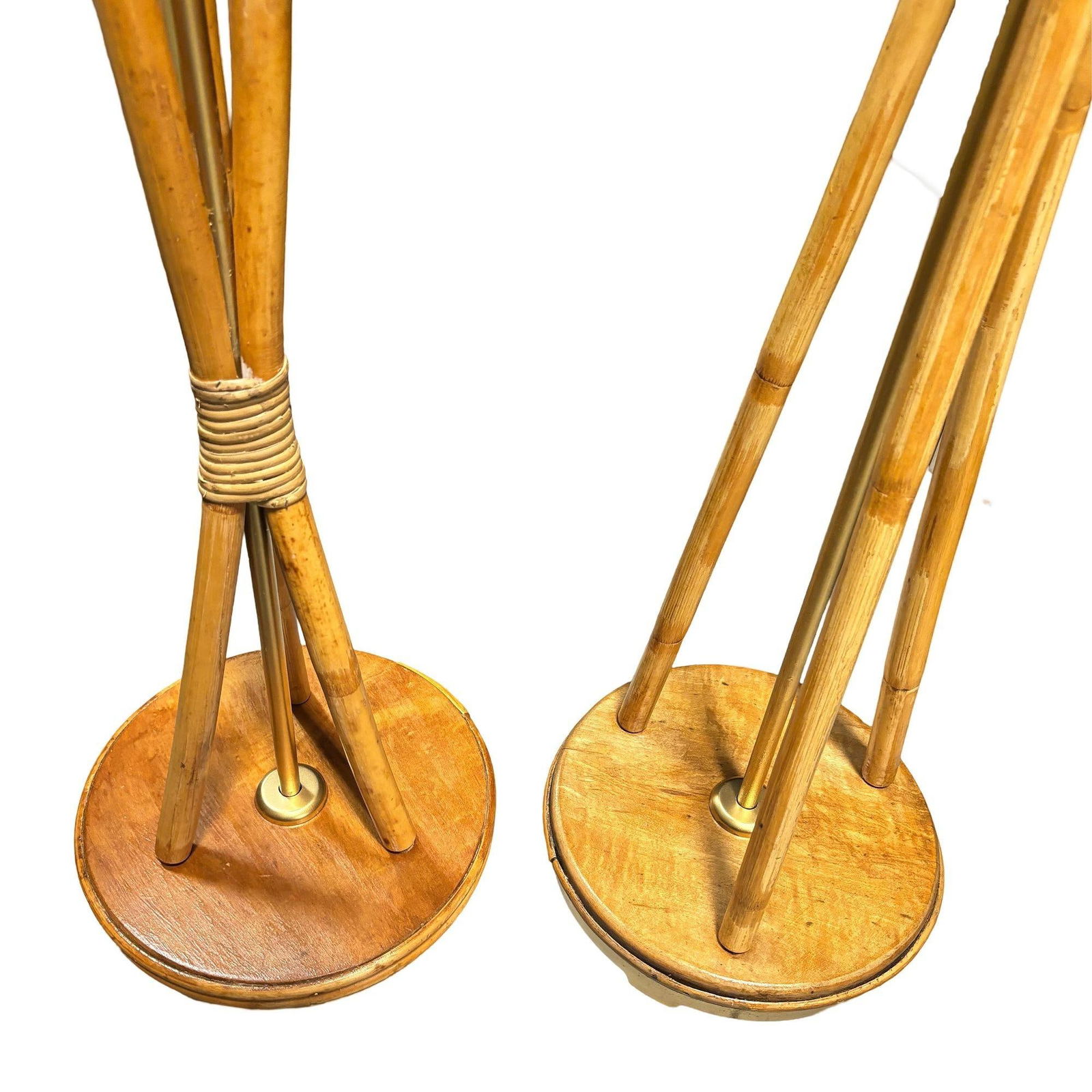 Restored Mid-century "Hourglass" Rattan Floor/Table Lamps Set of 3 - 13