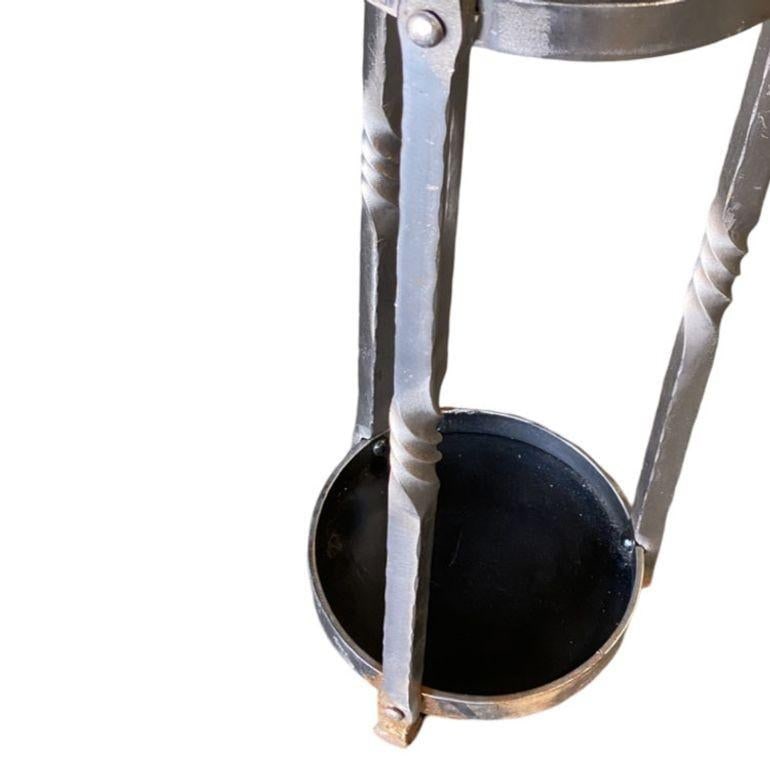 High Style Chromed Iron Art Deco Umbrella and Cane Holder Stand - 5