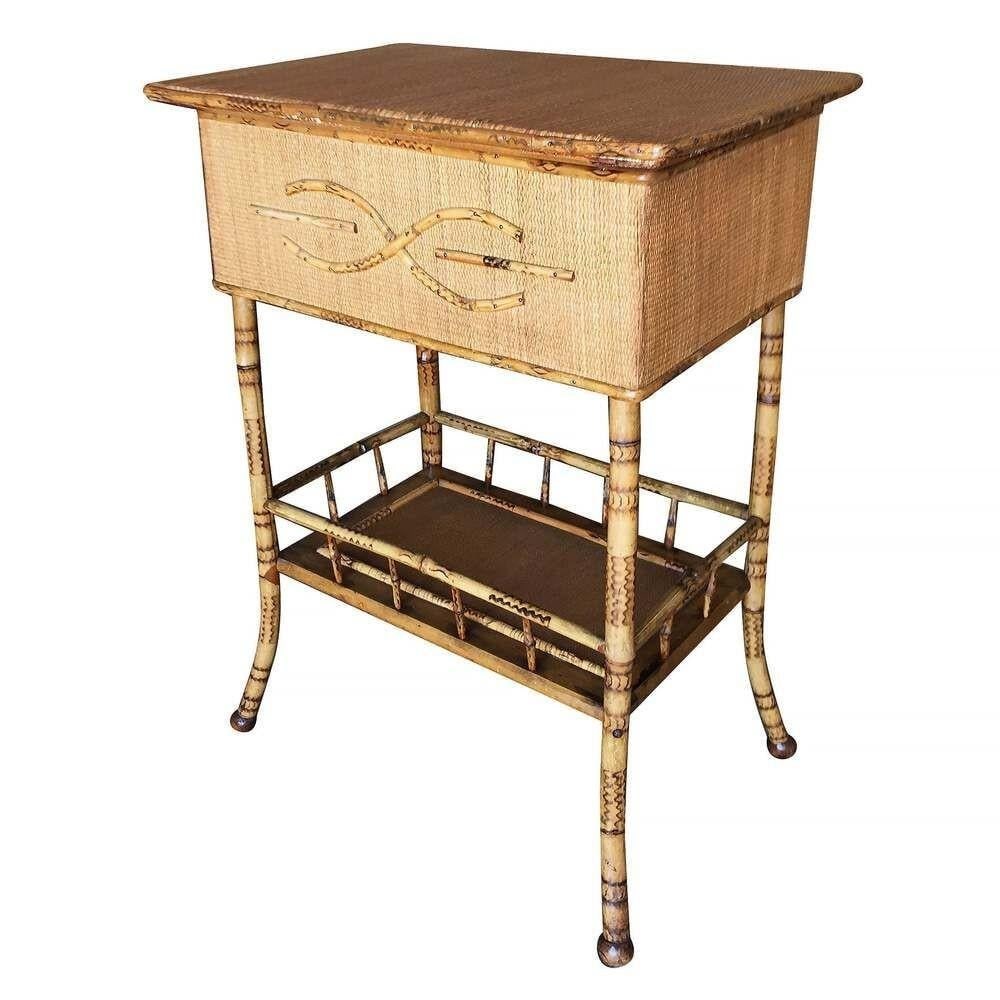 Restored Aesthetic Movement Tiger Tortoise Bamboo Linen Pedestal Trunk - 4