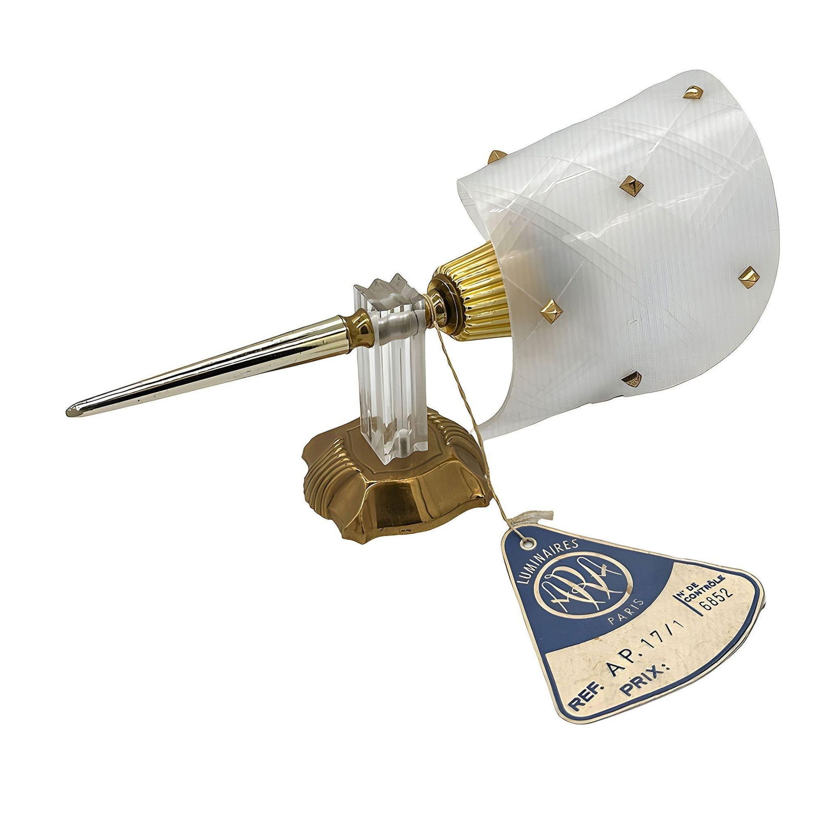 Set of 3 MCM Brass & Lucite Wall Sconces by Pierre Guariche for Luminai - 11