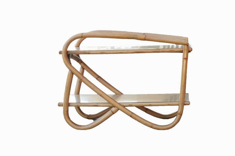 Restored Rattan Side Table with Two-Tier Formica Tops, Pair - 4