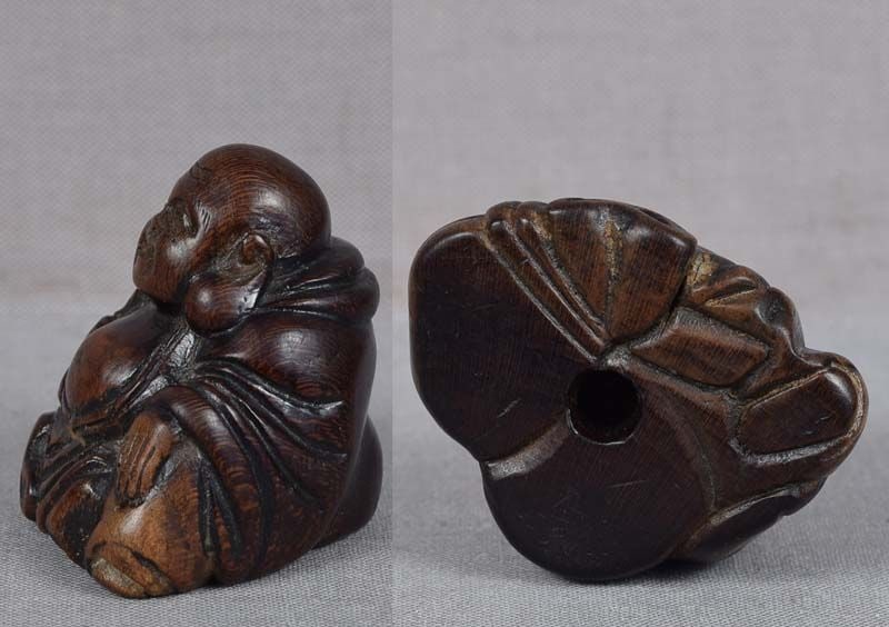 18c netsuke HOTEI with fan - 4